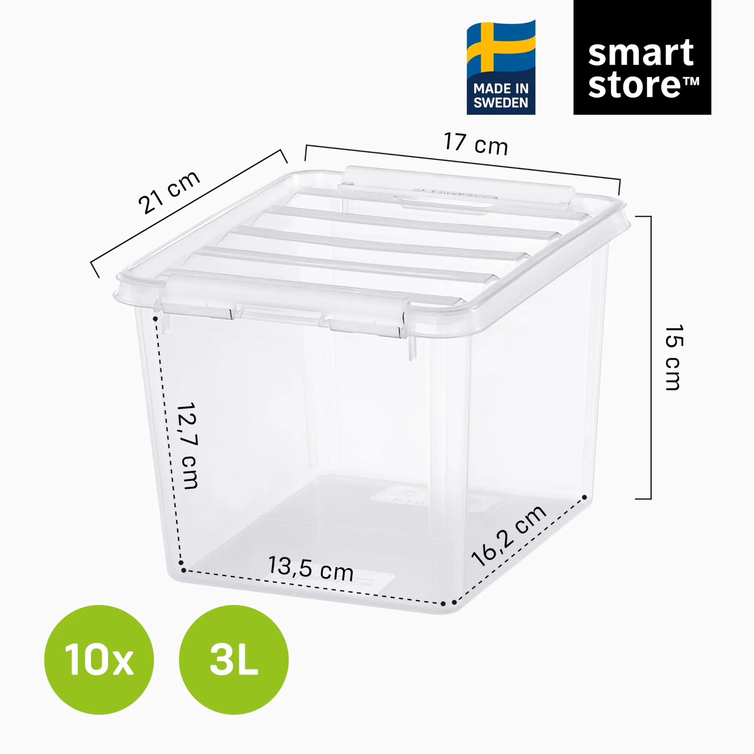 SmartStore Scatole Portaoggetti con Coperchio | 10x piccole 3L | 21x17x15cm - immagine 2
