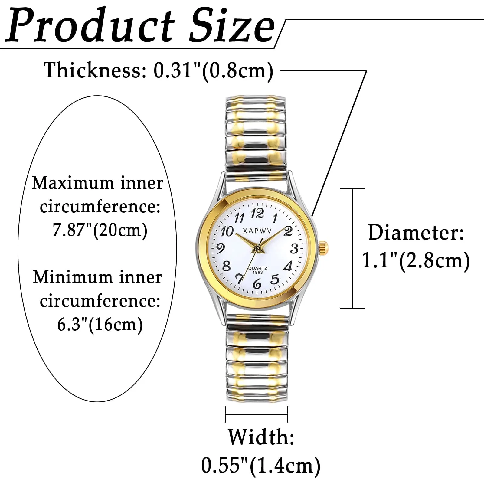 JewelryWe Orologio da polso da donna, elegante, analogico, al quarzo, con quadrante digitale e cinturino in lega elastica, oro/argento, 1-oro/argento - immagine 2