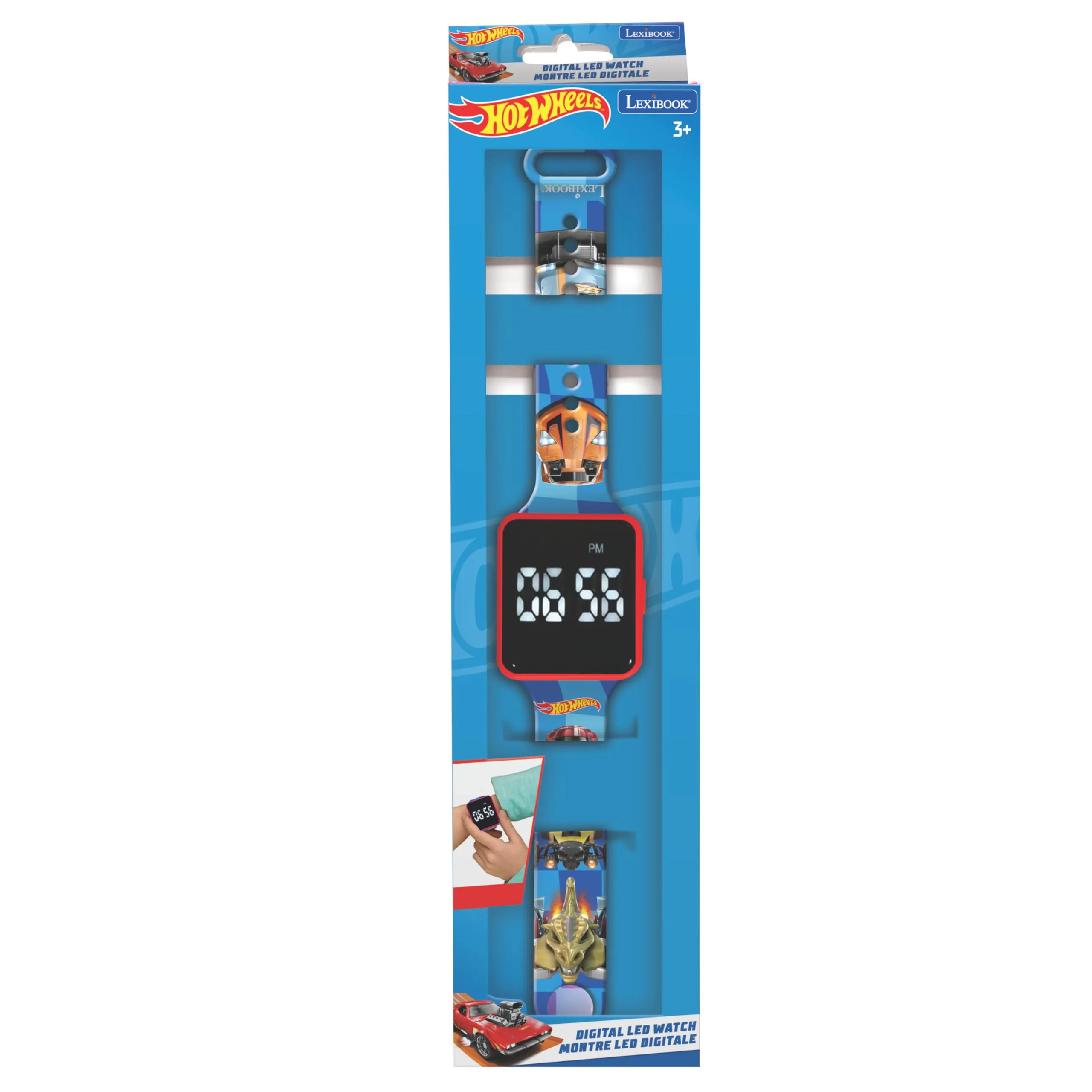 Lexibook, Hot Wheels, Orologio digitale, display orario 12 ore o 24 ore, Blu, DMW060HW - immagine 5