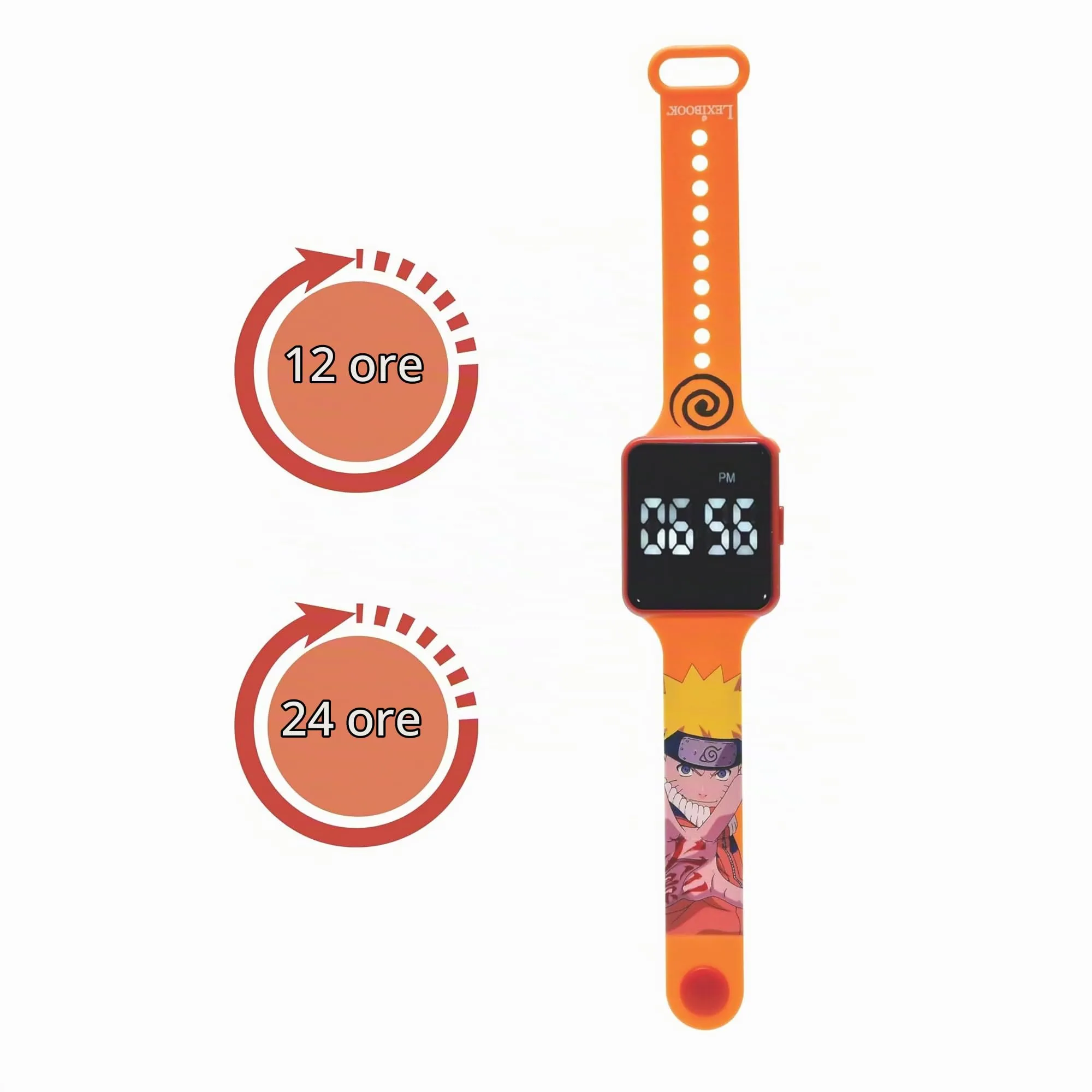 Lexibook, Naruto, Orologio digitale, display orario 12 ore o 24 ore, arancione, DMW060NA - immagine 2
