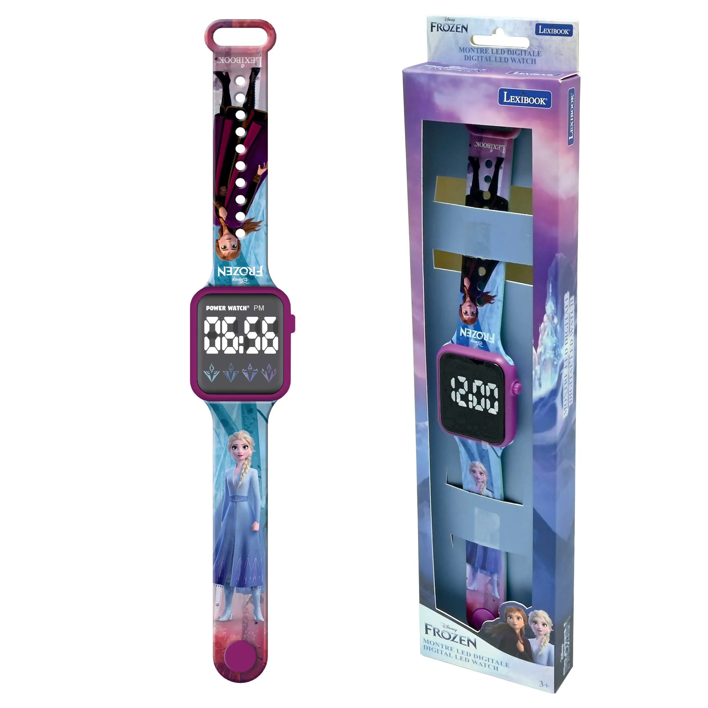 Lexibook, Frozen, Orologio digitale, display 12 o 24 ore, blu/viola, DMW060FZ - immagine 1