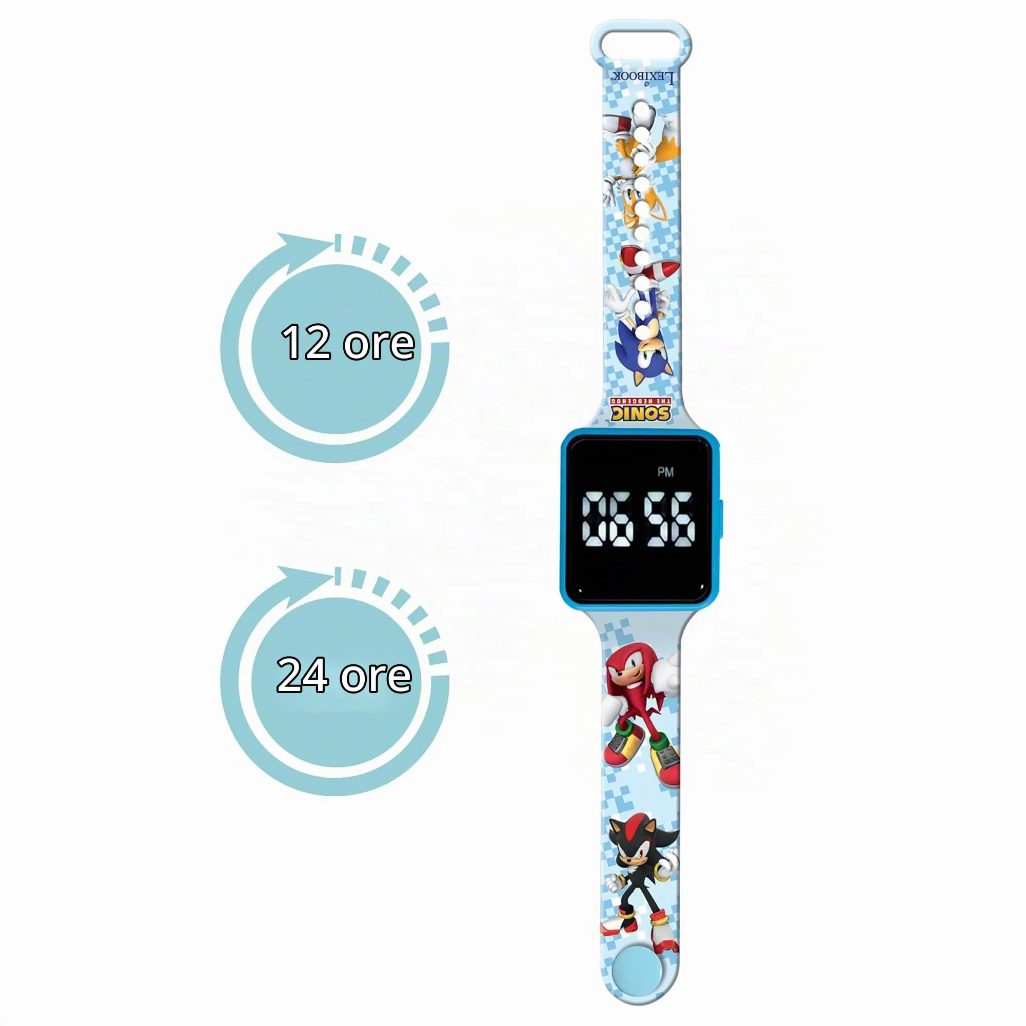 Lexibook, Sonic the Hedgehog, Orologio digitale, indicazione dell'ora su 12 o 24 ore, DMW060SNLXB - immagine 2