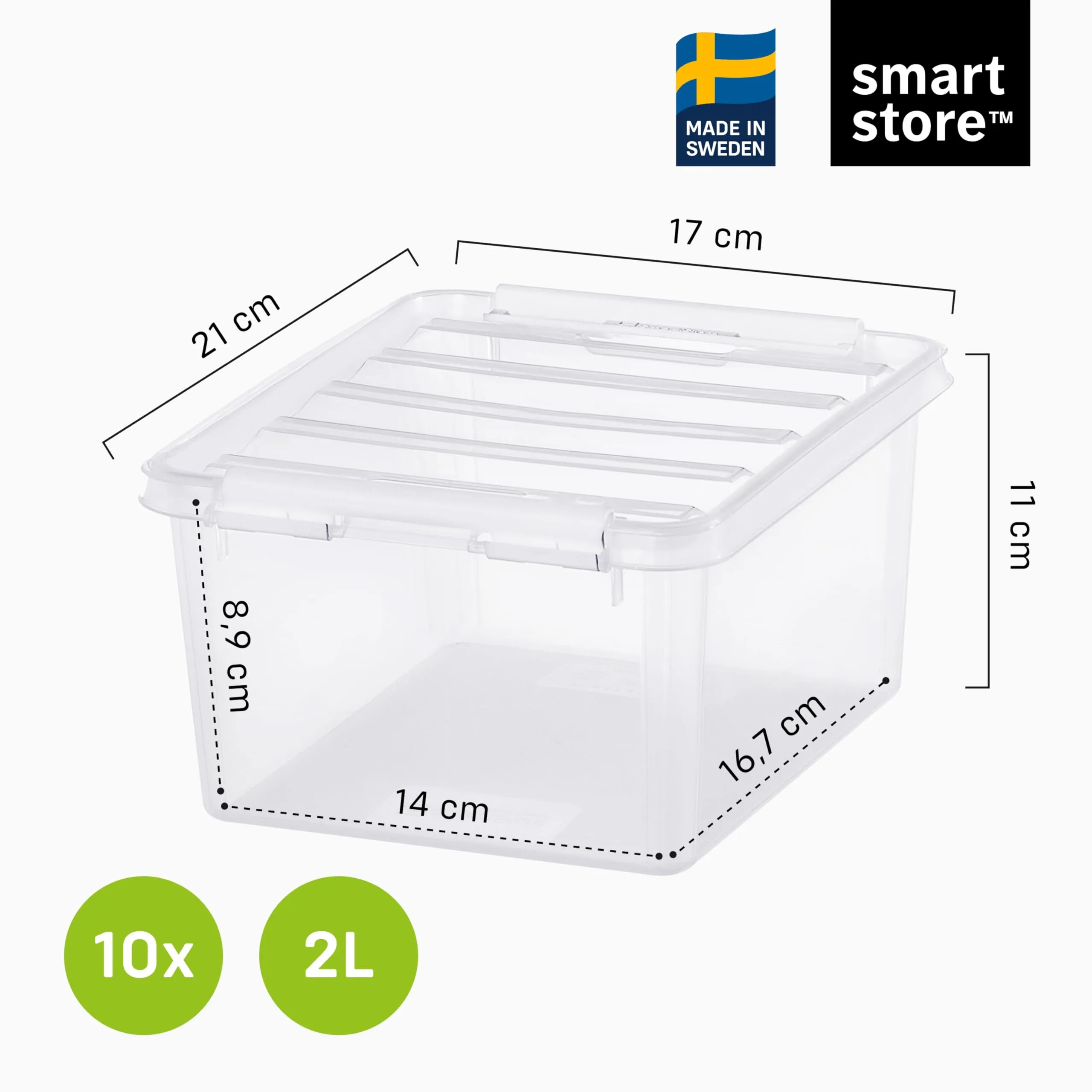 SmartStore Scatole Portaoggetti con Coperchio | 10x piccole 2L | 21x17x11cm - immagine 2
