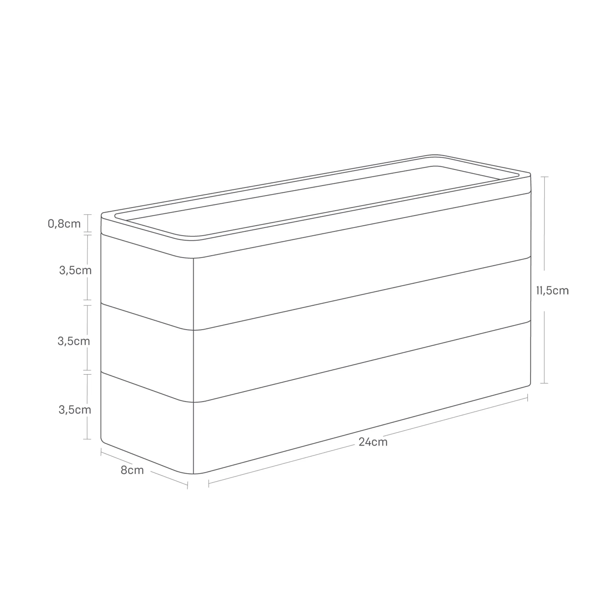 YAMAZAKI 5811 RIN 3Tiered Slim Accessory Case with Lid, white, ABS Resin/Wood, 24 x 8 x 11.5 cm - immagine 5