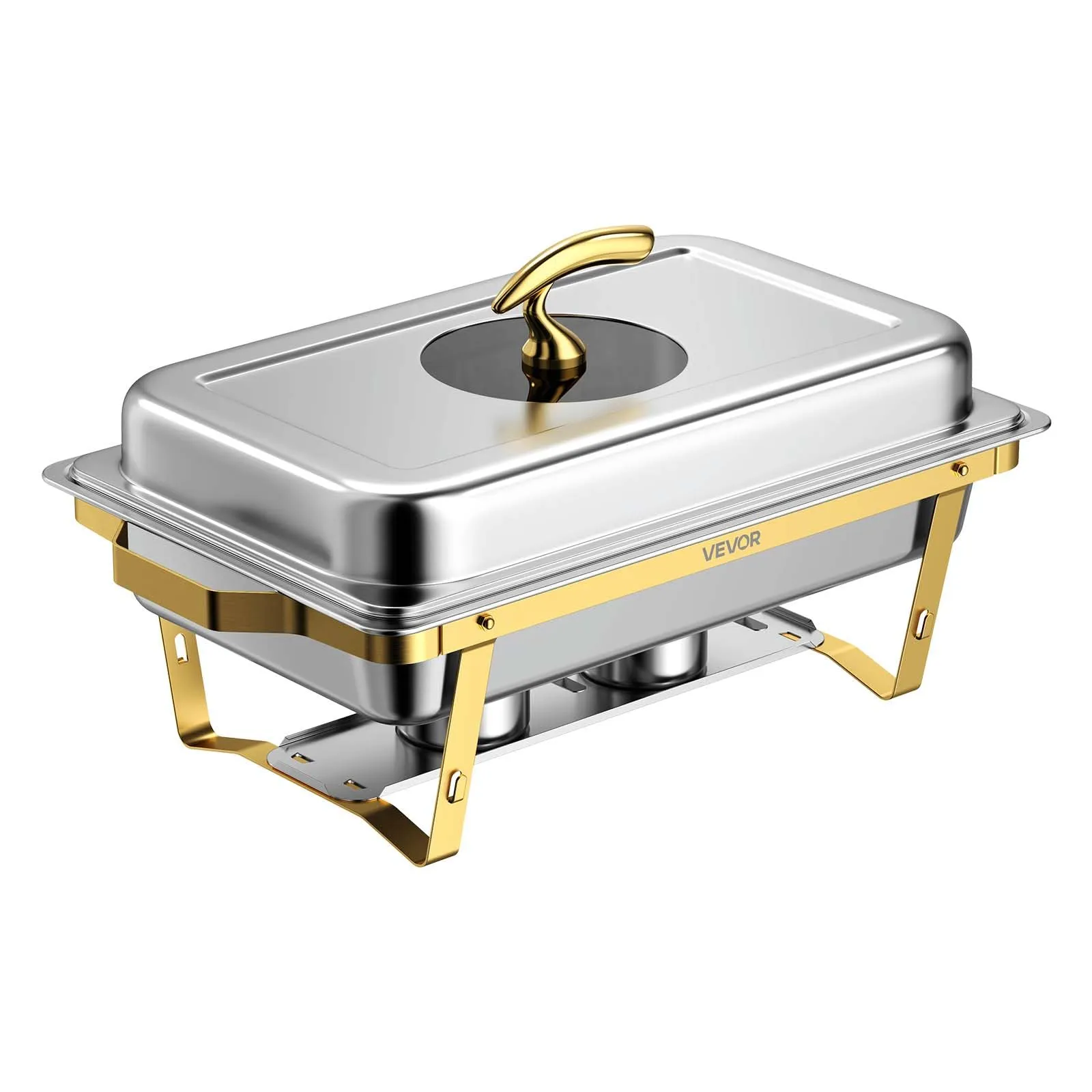 VEVOR Set Scaldavivande 4 pz per Alimenti Acciaio Inox 8,52L con Coperchio - immagine 4