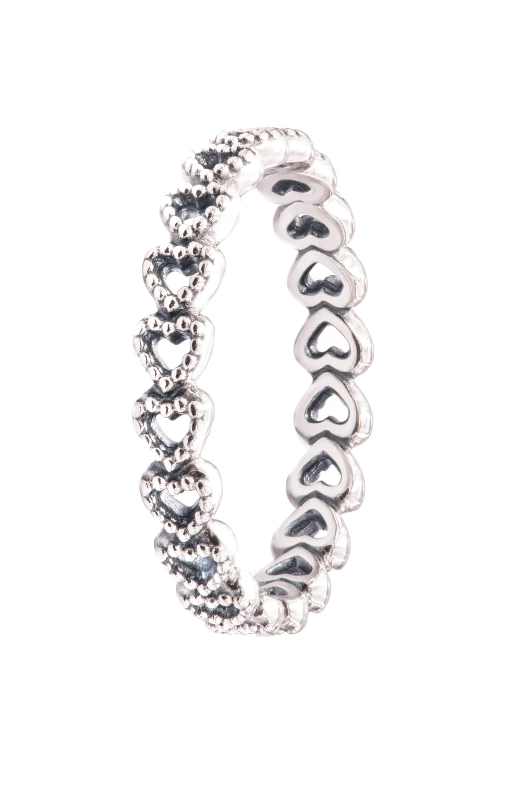 PANDORA Anello con fascia di cuori traforati, 58 - immagine 1