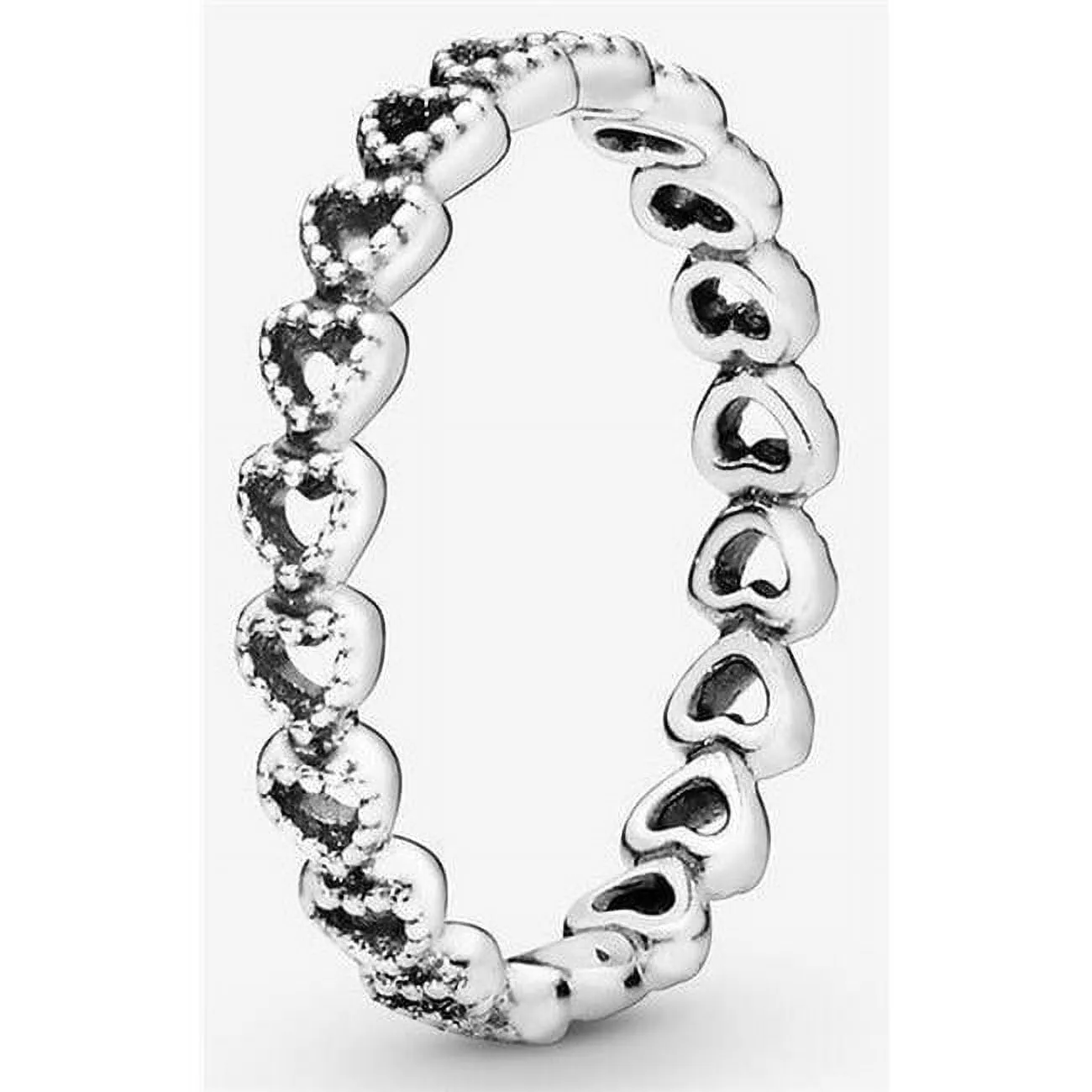 PANDORA Anello con fascia di cuori traforati, 58 - immagine 4