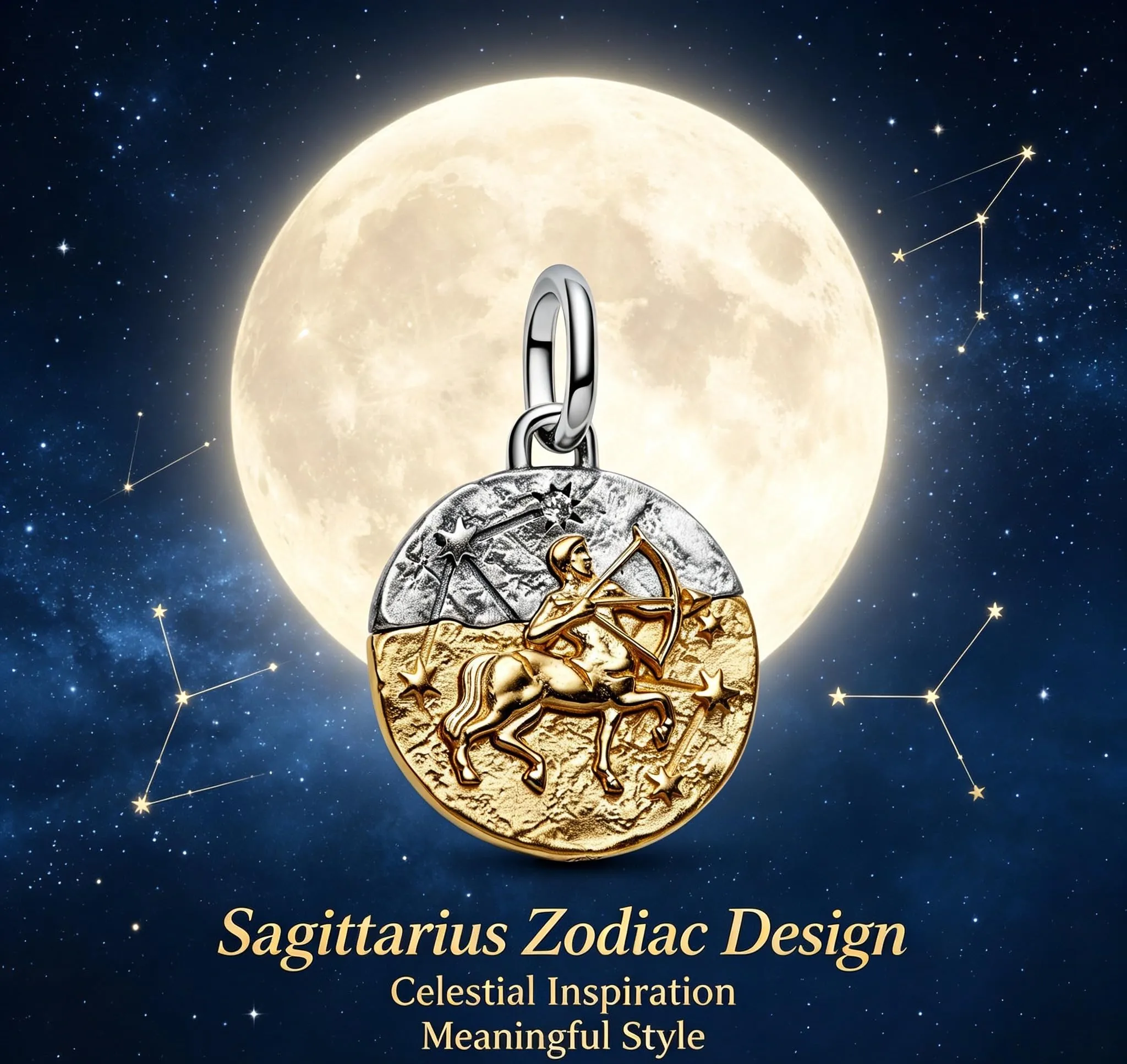 WEIMU Ciondoli in argento Sterling 925 con segno zodiacale dorato, 12 costellazioni, ciondoli e perline per braccialetto e collana, San Valentino, festa della mamma, per braccialetti europei e collane - immagine 5