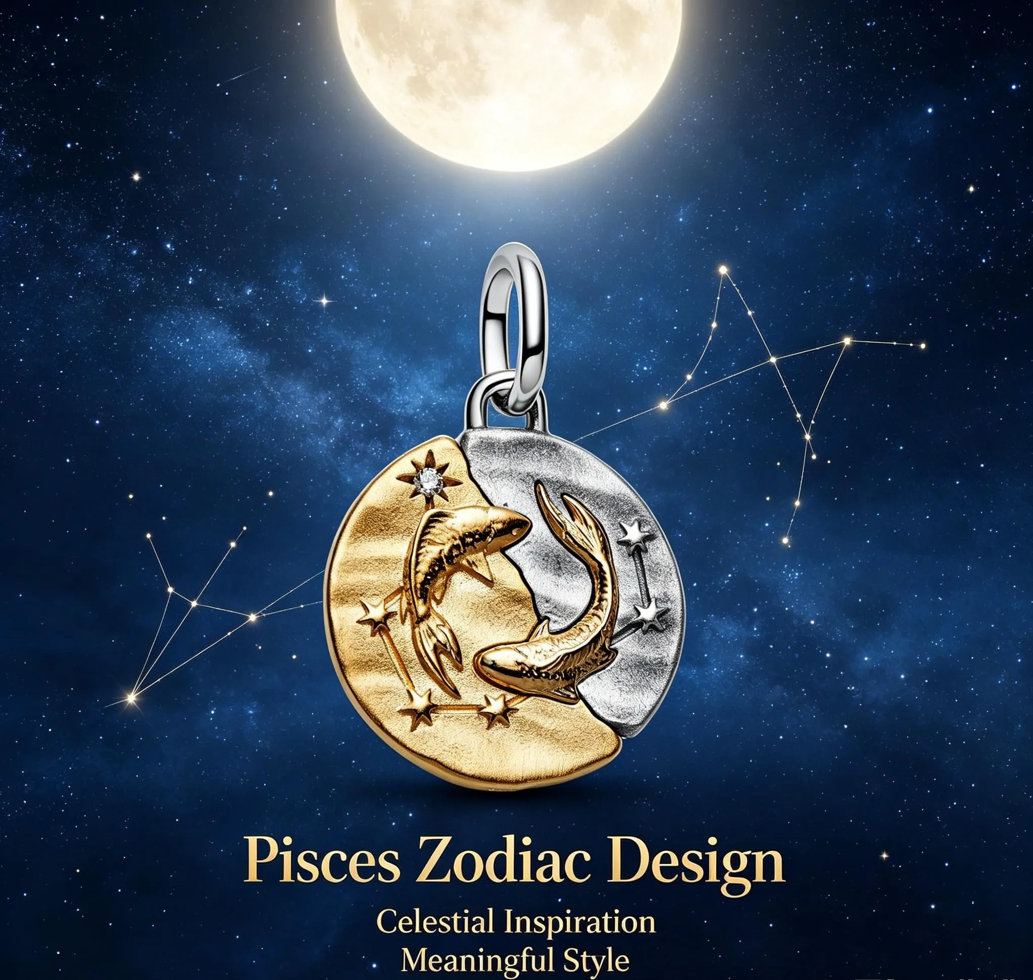 WEIMU Ciondoli dorati con segno zodiacale per braccialetto, argento Sterling 925, con 12 costellazioni, per braccialetti e collane europei, m, Argento sterling, Zirconia cubica - immagine 4