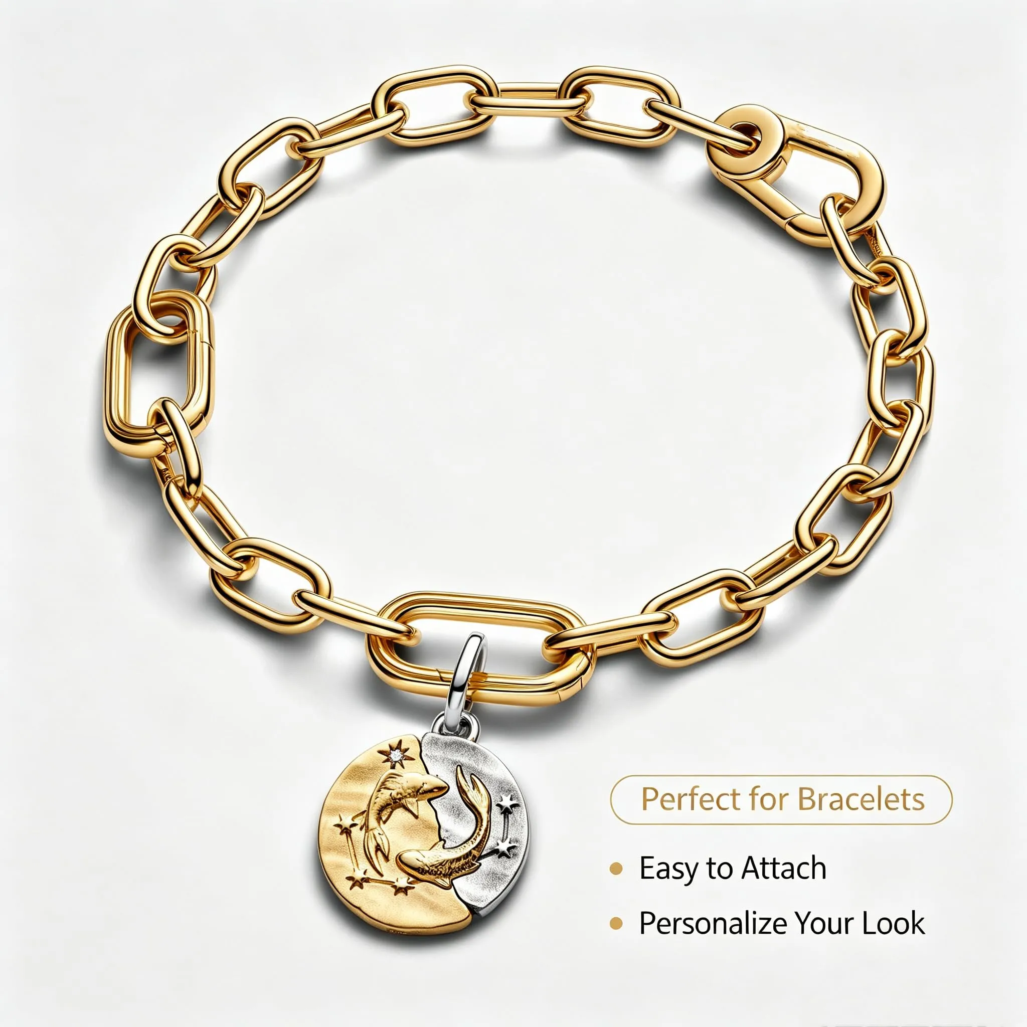 WEIMU Ciondoli dorati con segno zodiacale per braccialetto, argento Sterling 925, con 12 costellazioni, per braccialetti e collane europei, m, Argento sterling, Zirconia cubica - immagine 6