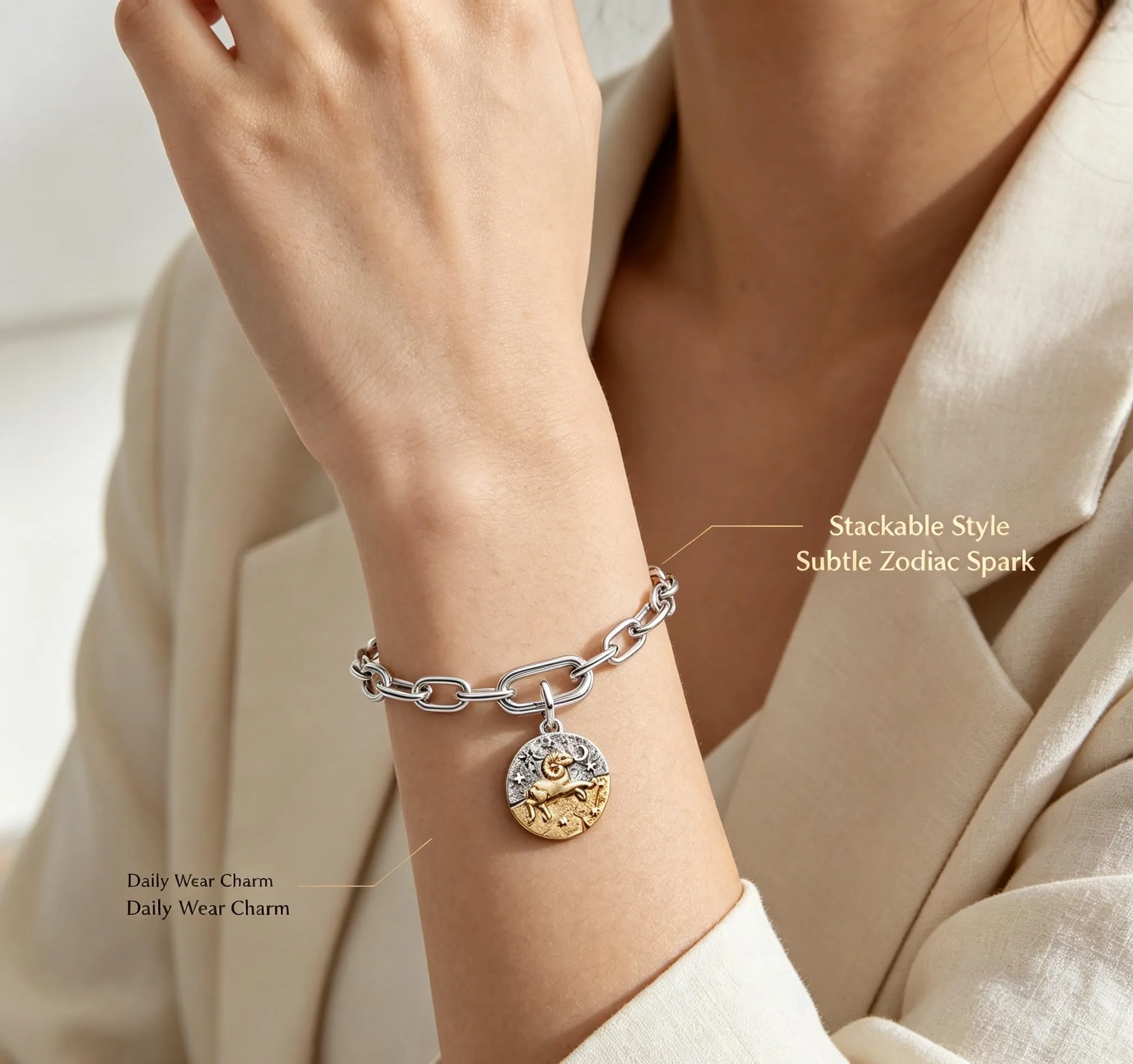 WEIMU Ciondoli in argento Sterling 925 con segno zodiacale dorato, 12 costellazioni, perline charm per braccialetti e collane, San Valentino, Festa della mamma, per braccialetti europei e collane - immagine 6