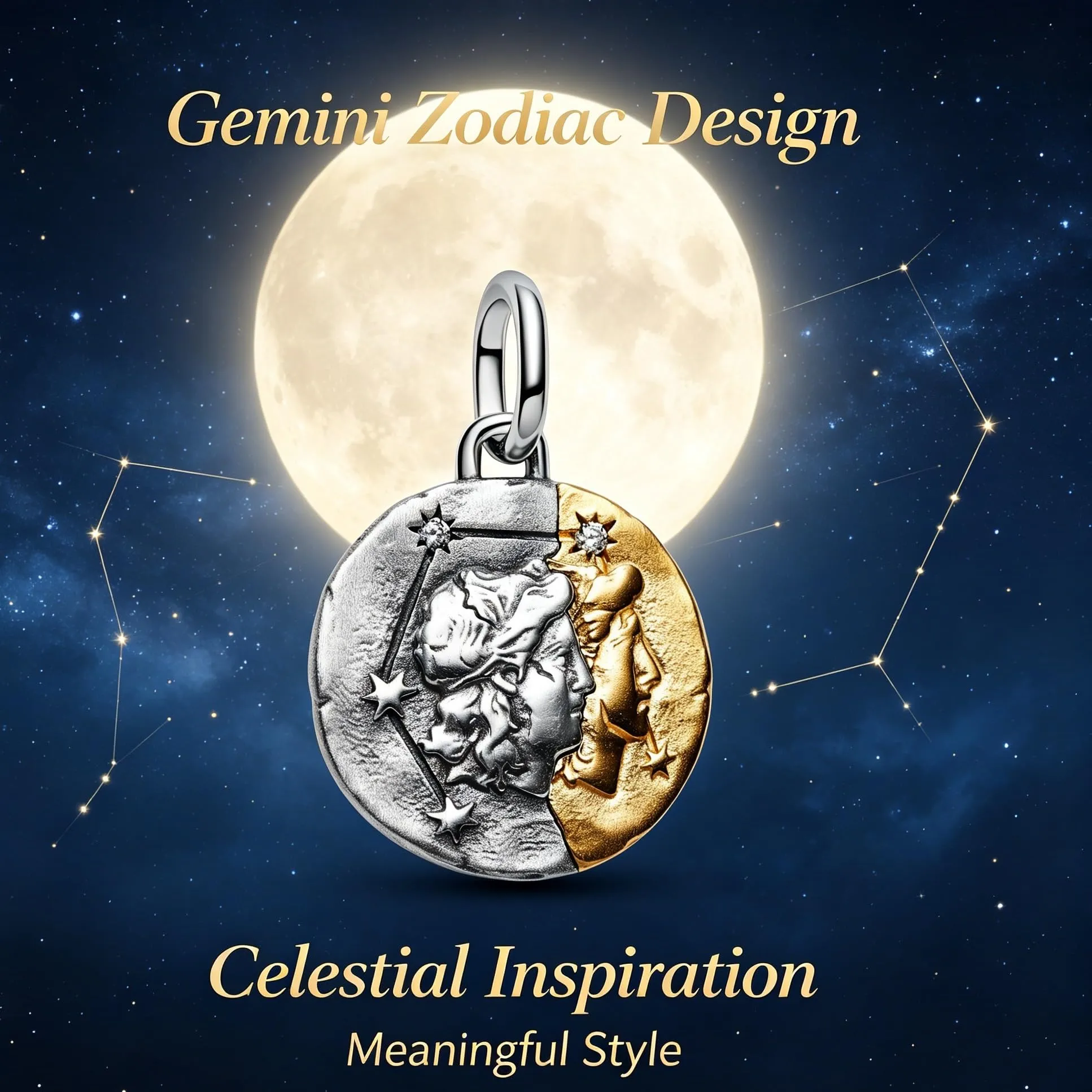 WEIMU Ciondoli in argento Sterling 925 con segno zodiacale dorato, 12 costellazioni, ciondoli e perline per bracciale e collana, San Valentino, Festa della Mamma, per braccialetti europei e collane - immagine 6