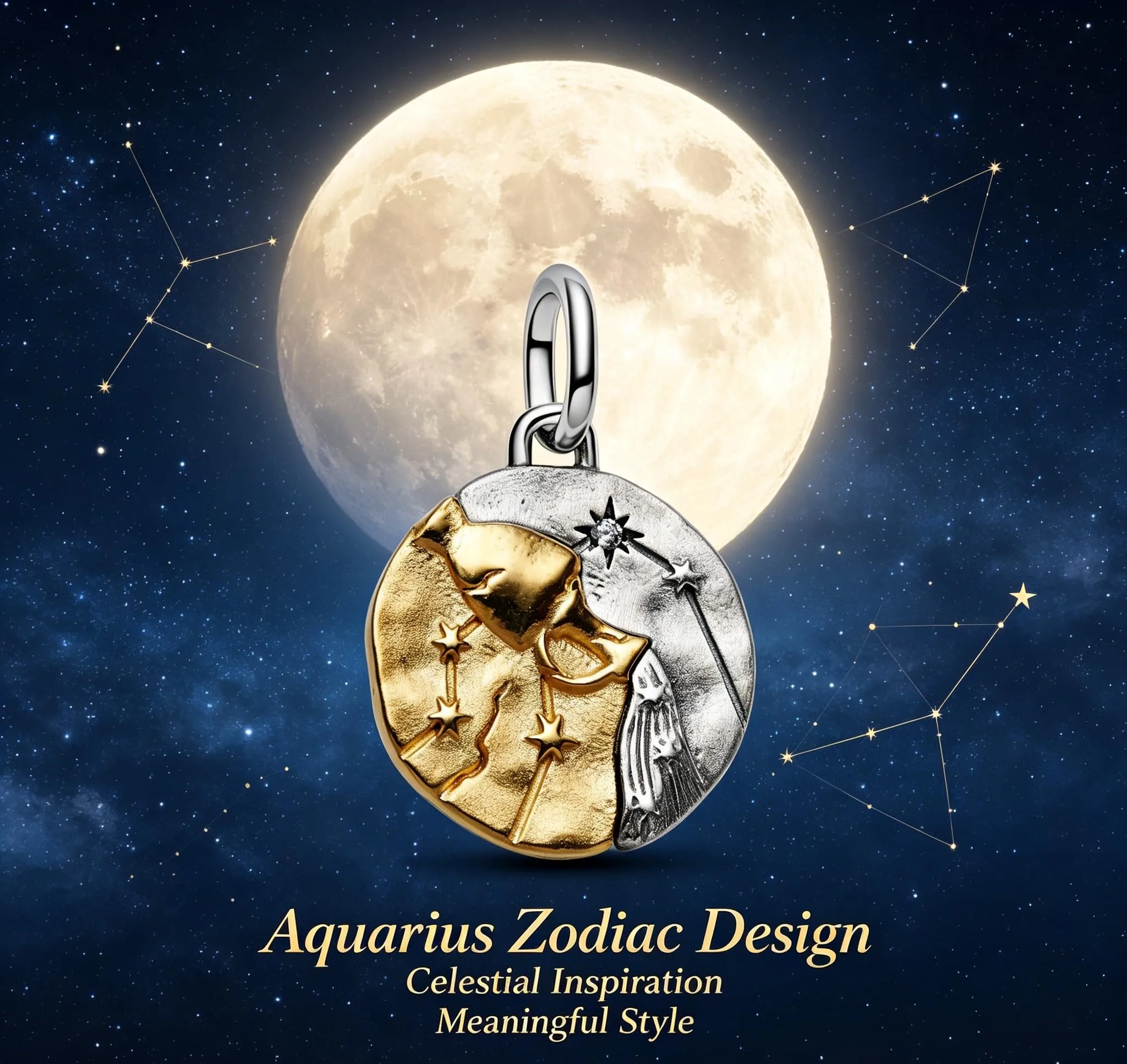 WEIMU Ciondoli in argento Sterling 925 con segno zodiacale dorato, 12 costellazioni, perline ciondolo per bracciale e collana, San Valentino, Festa della Mamma, per braccialetti europei e collane - immagine 5