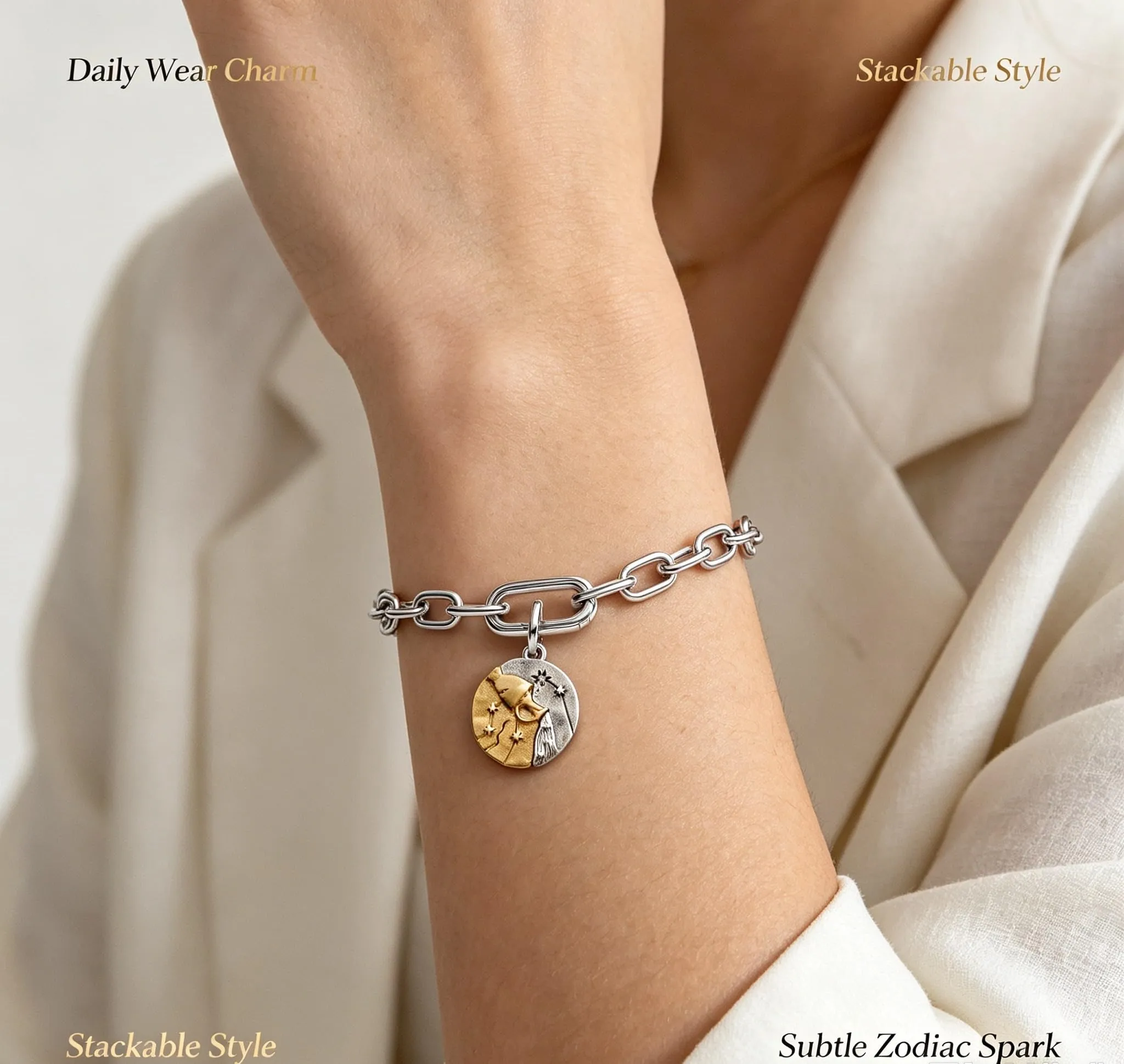 WEIMU Ciondoli in argento Sterling 925 con segno zodiacale dorato, 12 costellazioni, perline ciondolo per bracciale e collana, San Valentino, Festa della Mamma, per braccialetti europei e collane - immagine 6