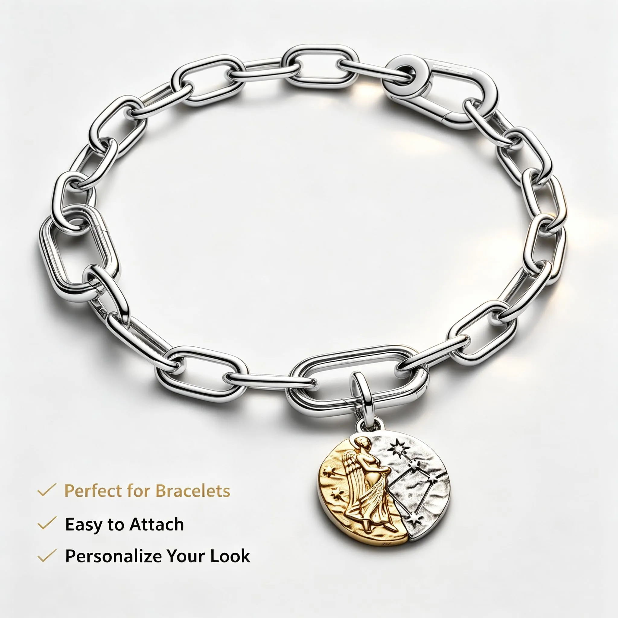 WEIMU Ciondoli e perline in argento Sterling 925 con segno zodiacale dorato, 12 costellazioni, per braccialetti e collane per San Valentino, Festa della Mamma, per braccialetti e collane europei - immagine 2