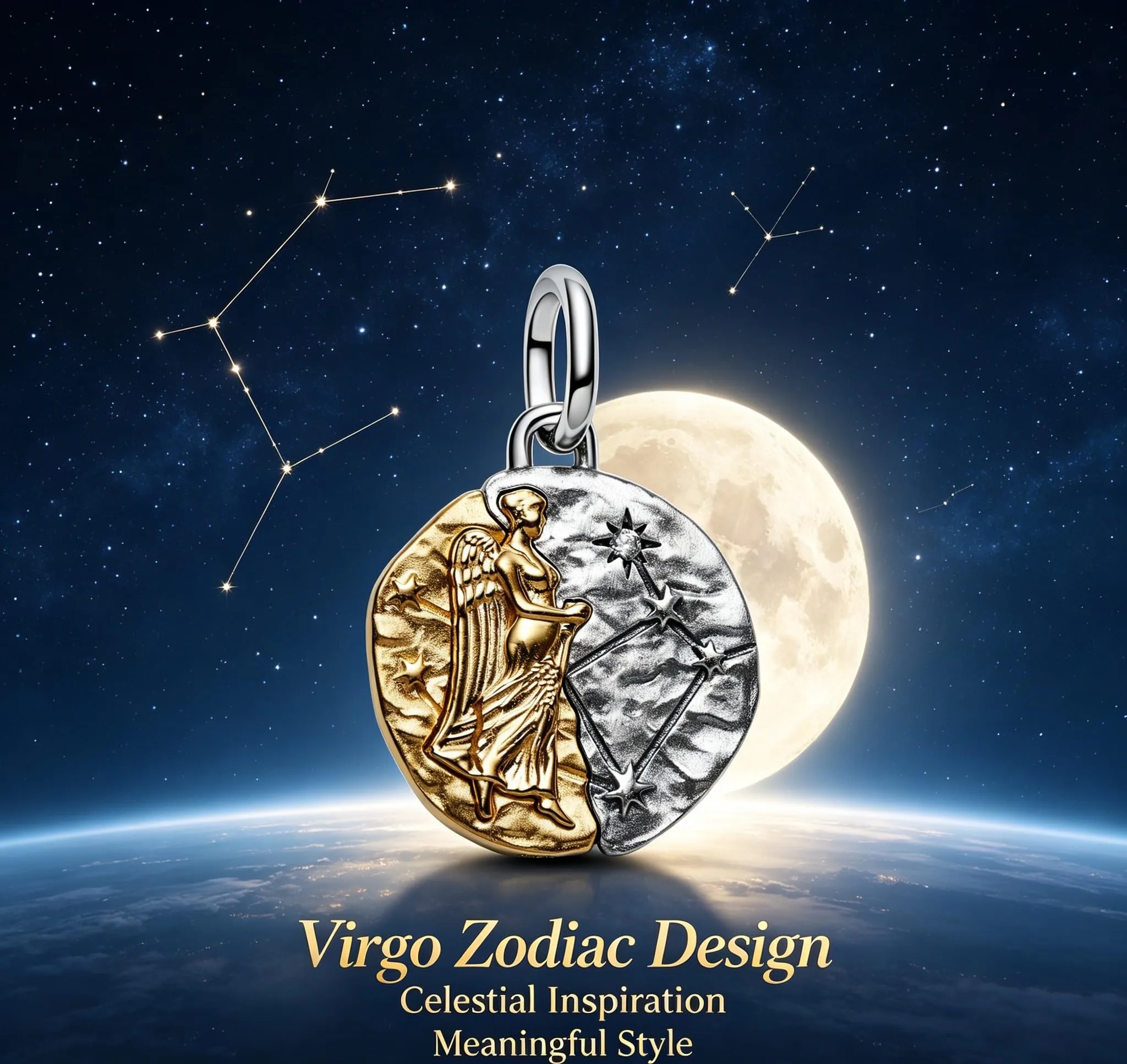 WEIMU Ciondoli e perline in argento Sterling 925 con segno zodiacale dorato, 12 costellazioni, per braccialetti e collane per San Valentino, Festa della Mamma, per braccialetti e collane europei - immagine 5
