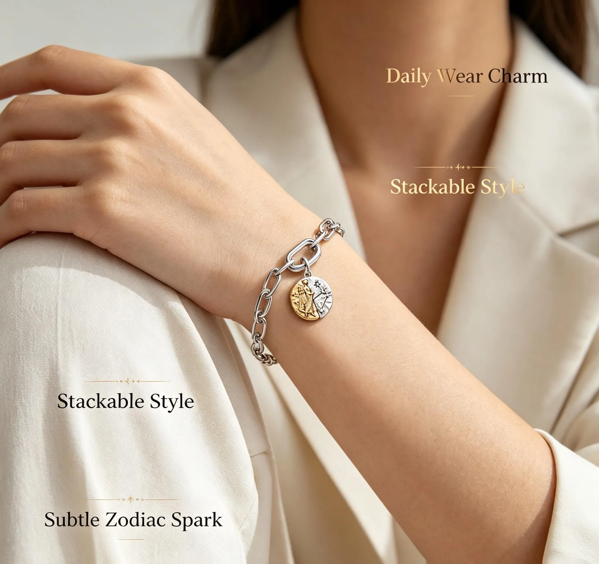 WEIMU Ciondoli e perline in argento Sterling 925 con segno zodiacale dorato, 12 costellazioni, per braccialetti e collane per San Valentino, Festa della Mamma, per braccialetti e collane europei - immagine 6