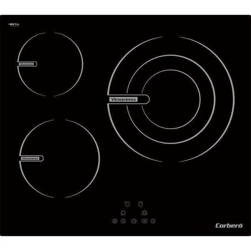 Piastra vetroceramica Corberó CCVG3BL574 3 zone Touch Timer Nero - immagine 1
