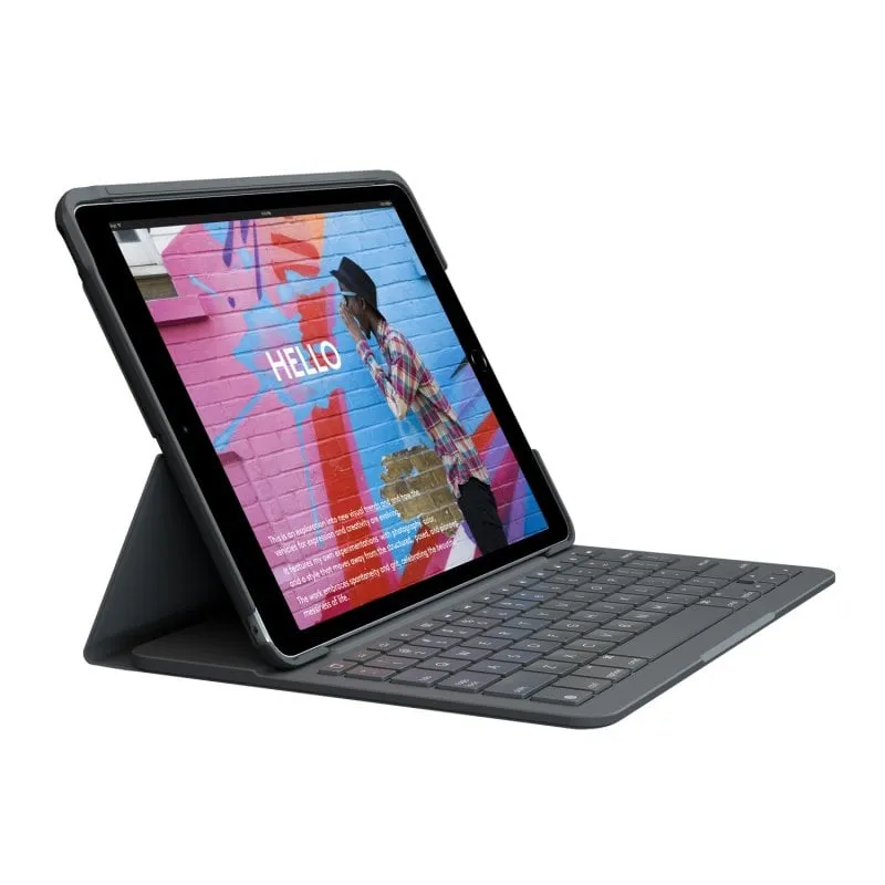 Custodia Logitech Slim Folio con tastiera Bluetooth grigia per iPad 7/8/9 generazione - immagine 1