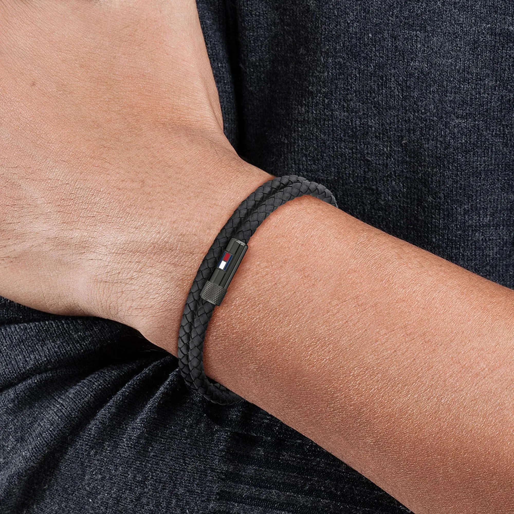 Tommy Hilfiger Jewelry Braccialetto da Uomo In Pelle Nero - 2790262S - immagine 3