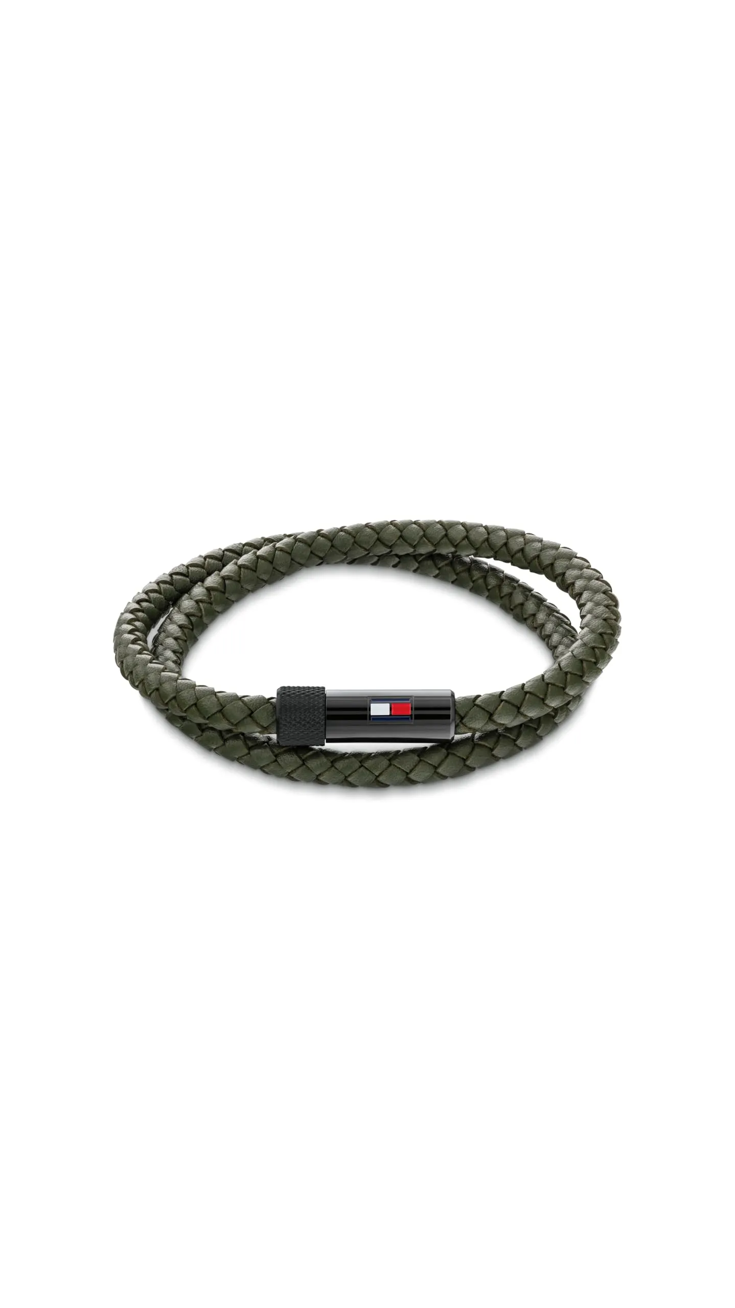 Tommy Hilfiger Jewelry Braccialetto da Uomo con Pelle Intrecciata Verde a Doppio Giro - 2790611S - immagine 1