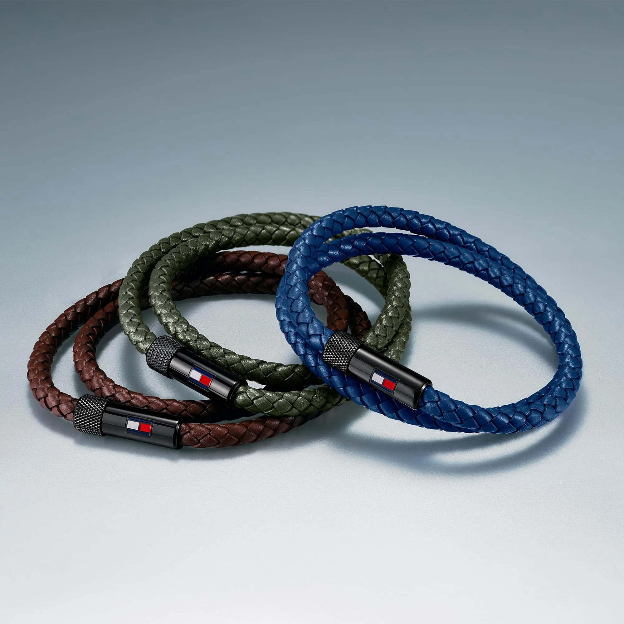 Tommy Hilfiger Jewelry Braccialetto da Uomo con Pelle Intrecciata Verde a Doppio Giro - 2790611S - immagine 3