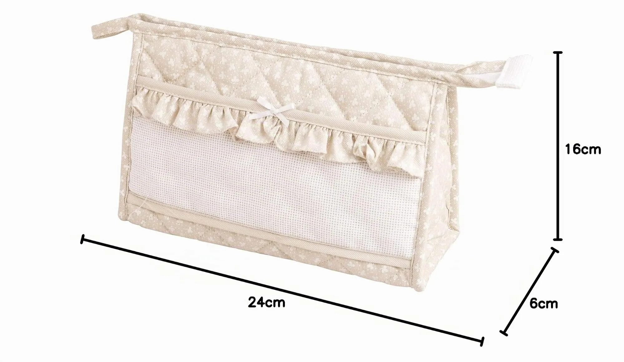 Filet - Trousse con cerniera in tessuto trapuntato | Ideale per cosmetici e creme | Dimensioni 25X15X6 cm | Made in Italy | Tortora - immagine 2
