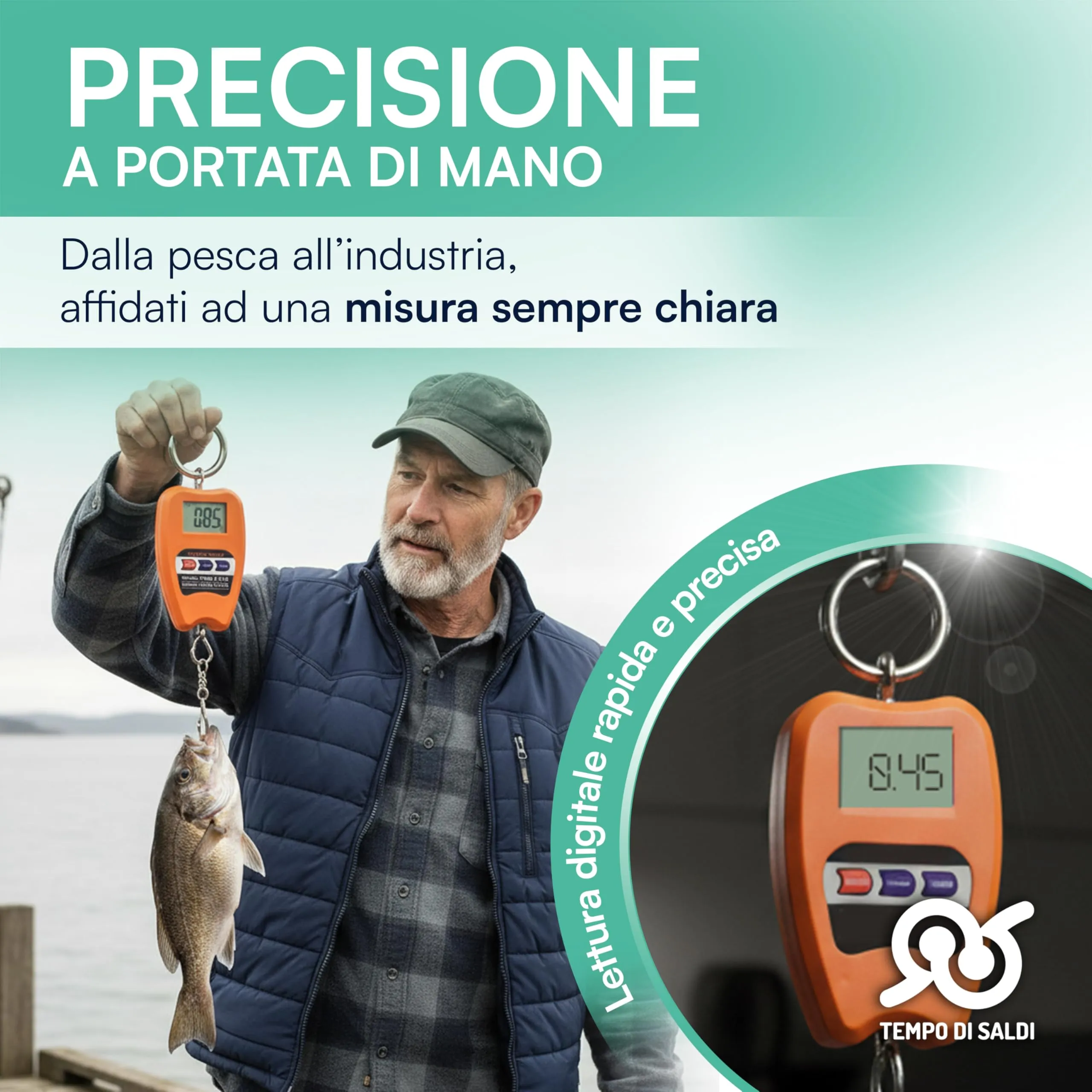 TEMPO DI SALDI Bilancia con Gancio Professionale Dinamometrica Max 200 Kg con Schermo Retroilluminato, Bilancia Digitale Pesa Valigia da Viaggio Portatile - immagine 2
