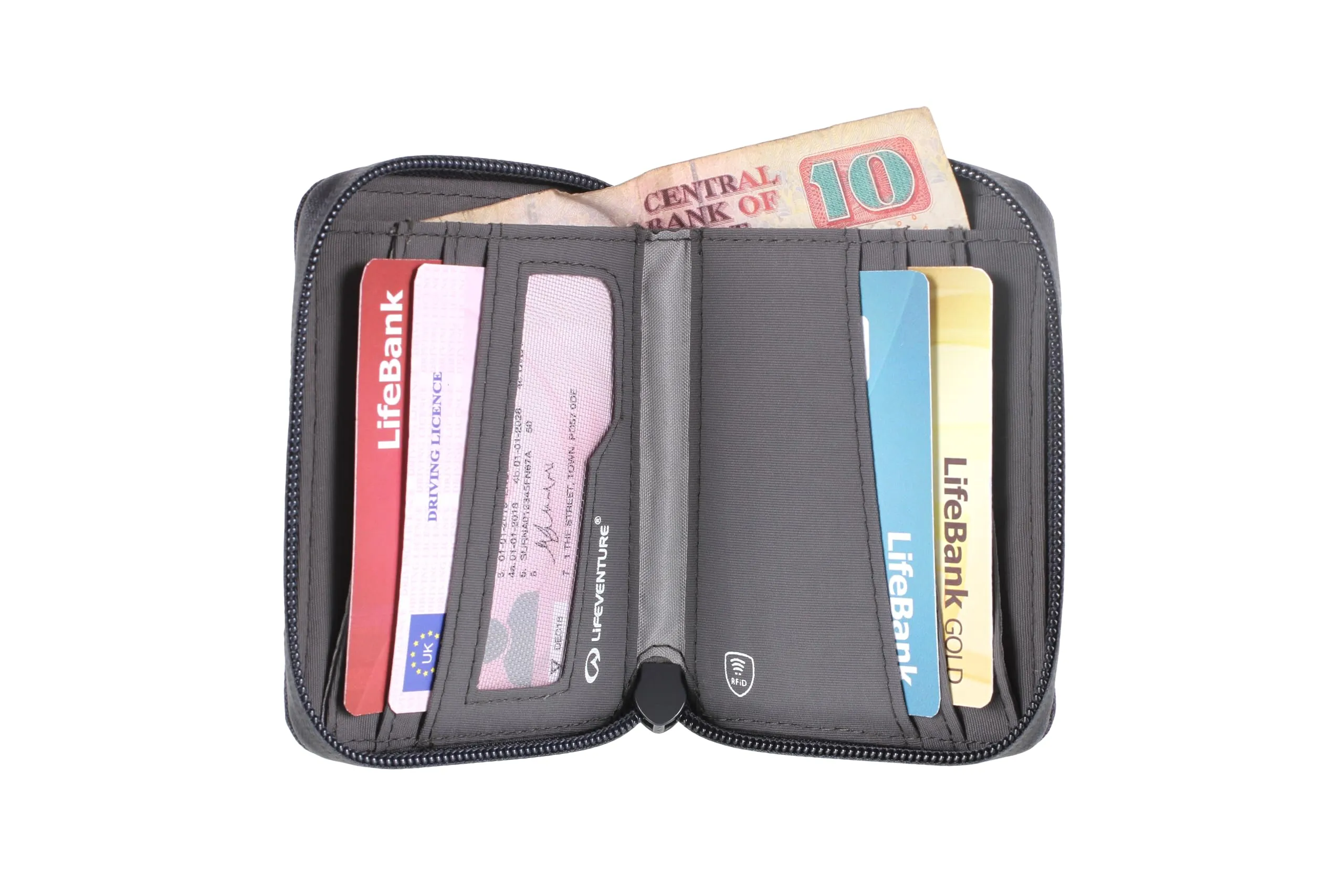 Lifeventure Portafoglio Pieghevole protetto RFID, Realizzato in Materiale Riciclato Ecologico, Grigio, Taglia Unica - immagine 2