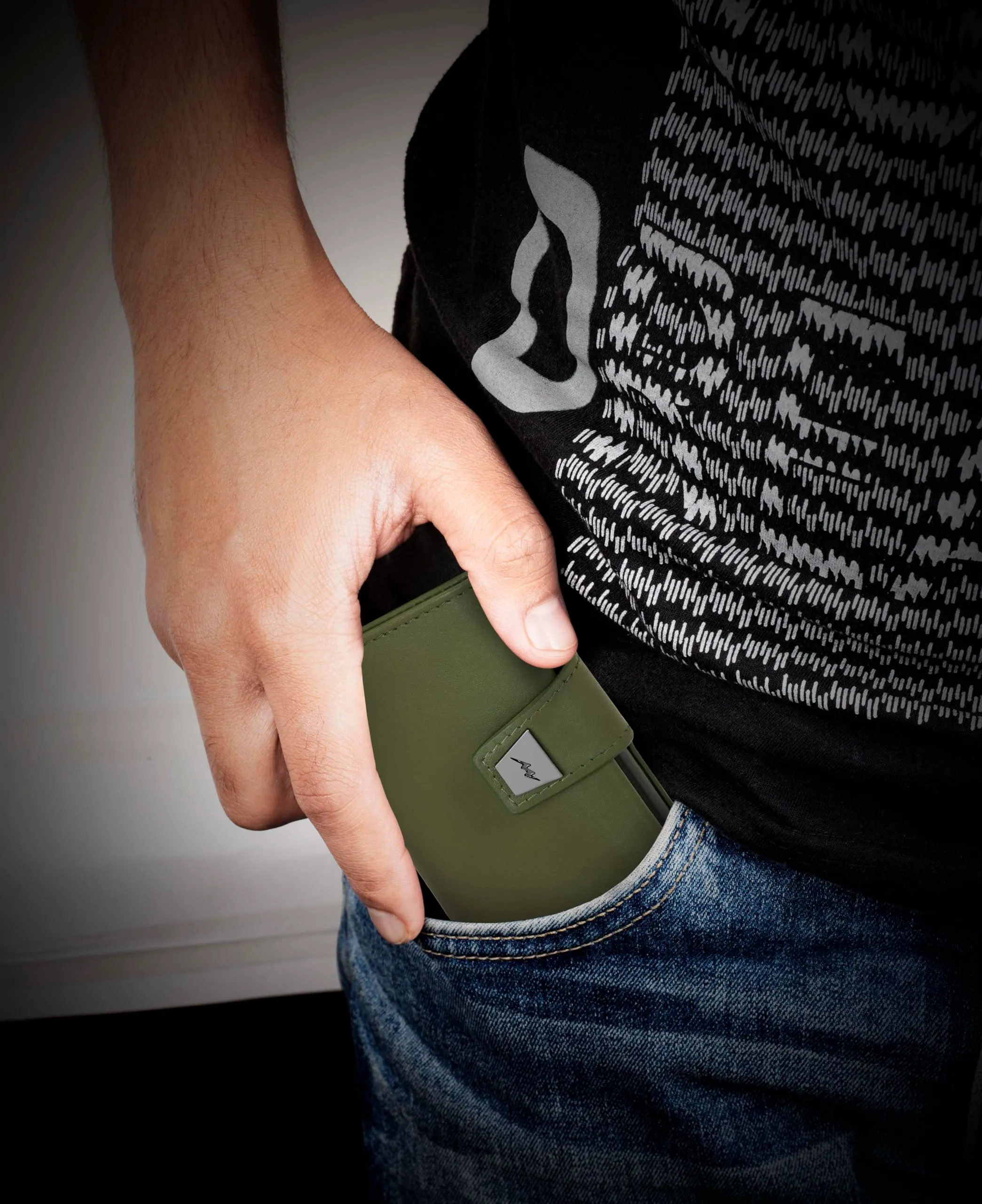 Marc Peter® Portafoglio da Uomo, Portafoglio Sottile con Scomparto per Monete e Protezione RFID, Portamonete in Pelle, 9 Scomparti per Carte di Credito, Porta Carte da Uomo Piccolo, verde, Druckknopf - immagine 7