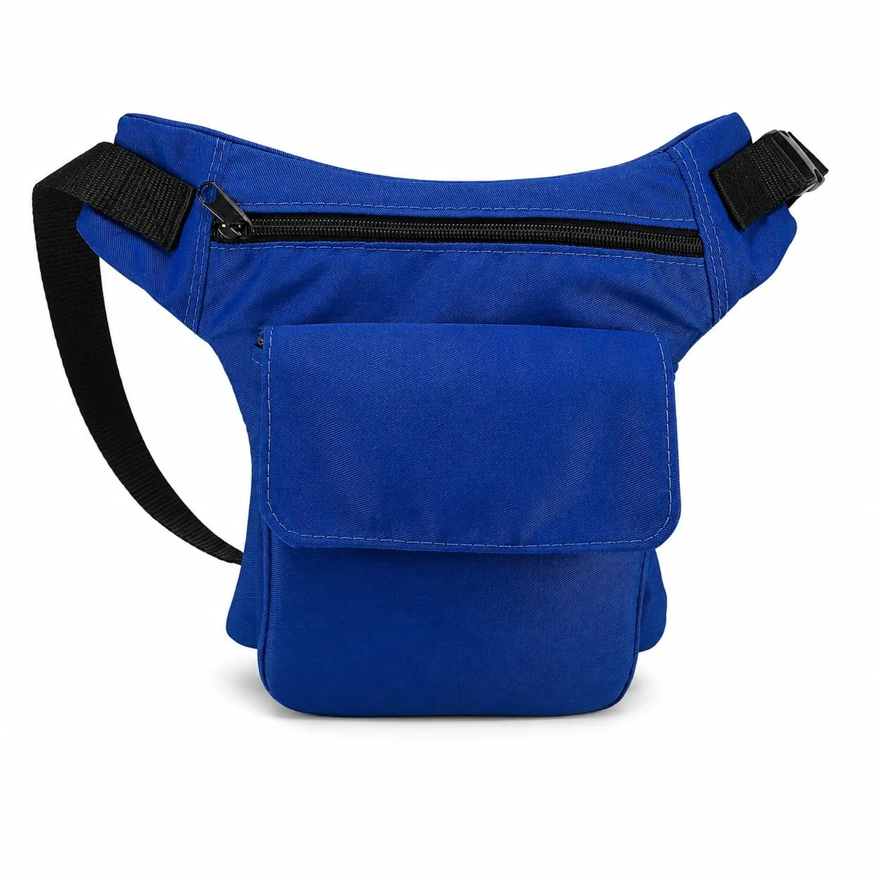 Borsa a marsupio leggera unisex con scomparto centrale e 2 tasche - Tracolla incrociata - Stile hippie - Per viaggio e uso quotidiano, Blu - immagine 2