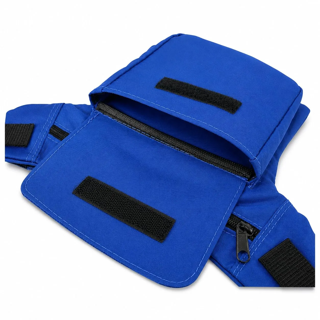 Borsa a marsupio leggera unisex con scomparto centrale e 2 tasche - Tracolla incrociata - Stile hippie - Per viaggio e uso quotidiano, Blu - immagine 6