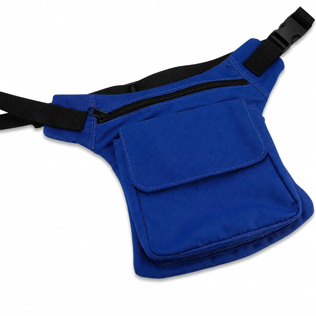 Borsa a marsupio leggera unisex con scomparto centrale e 2 tasche - Tracolla incrociata - Stile hippie - Per viaggio e uso quotidiano, Blu - immagine 7