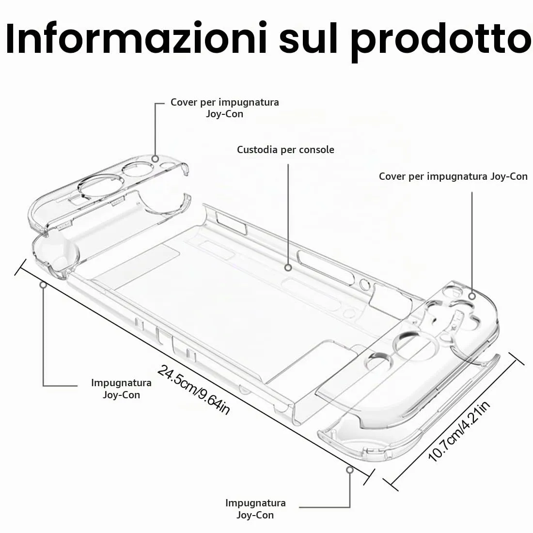 CUZKC Accessori per Nintendo Switch Custodia in TPU per Nintendo Switch, custodia trasparente per Switch e Joy-con, antiurto e resistente ai graffi. - immagine 2