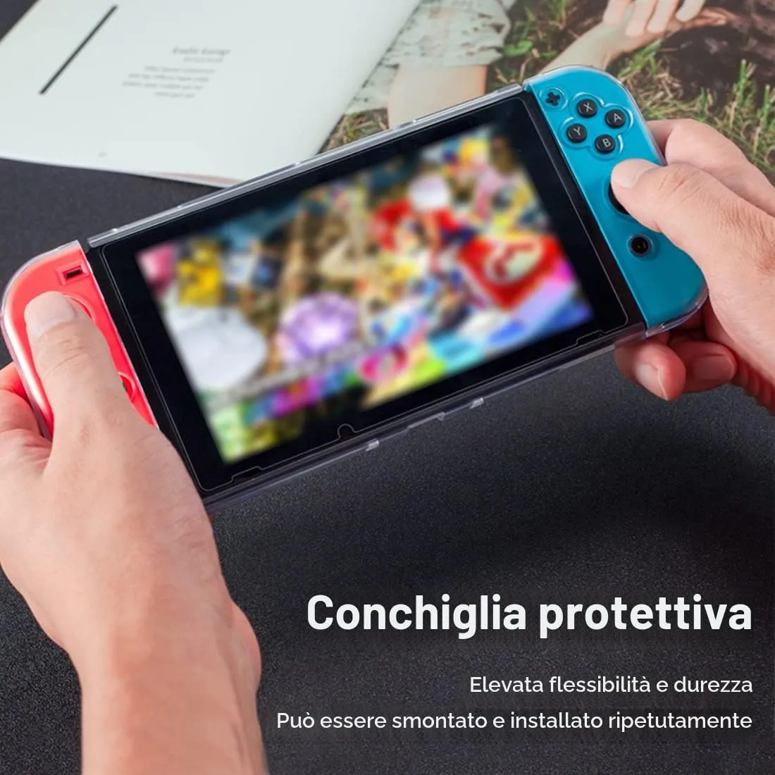 CUZKC Accessori per Nintendo Switch Custodia in TPU per Nintendo Switch, custodia trasparente per Switch e Joy-con, antiurto e resistente ai graffi. - immagine 6