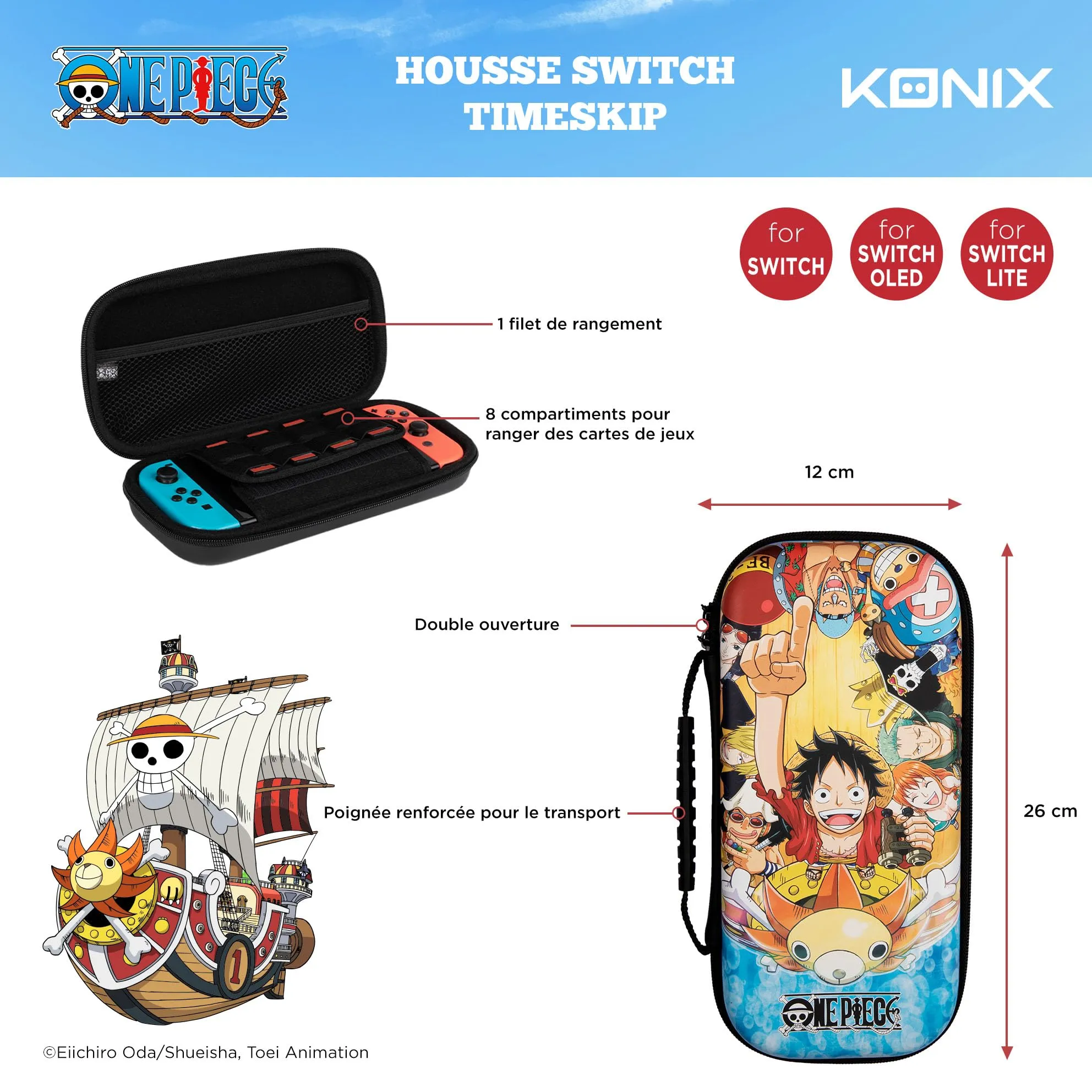 Konix Jujutsu Kaisen Schutzhülle und Transporttasche für Nintendo Switch, Lite, Timeskip One Piece - immagine 4