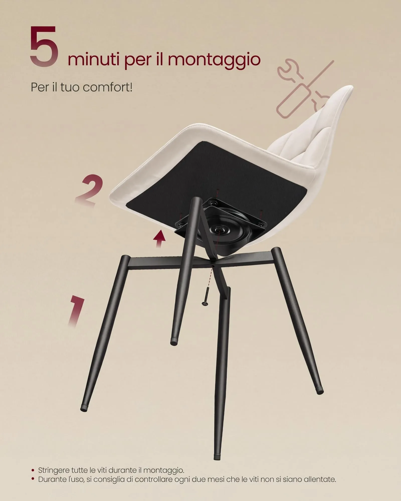 VASAGLE Sedie da Pranzo Girevoli a 360°, in Velluto, Set di 4 - immagine 7