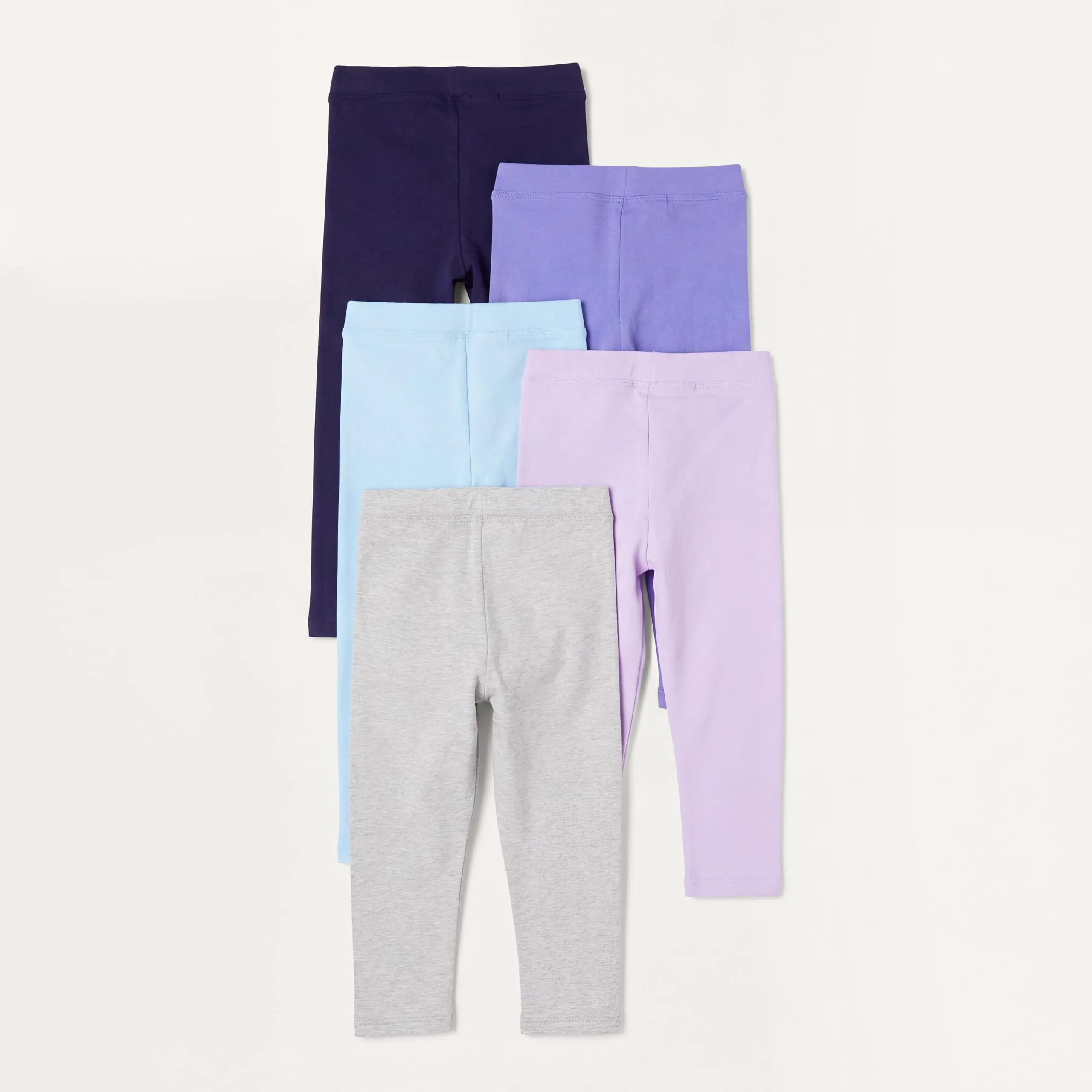Amazon Essentials Leggings Bambine e Ragazze, Pacco da 5, Blu Acqua/Blu Marino/Grigio/Lilla/Porpora, 5-6 anni - immagine 5