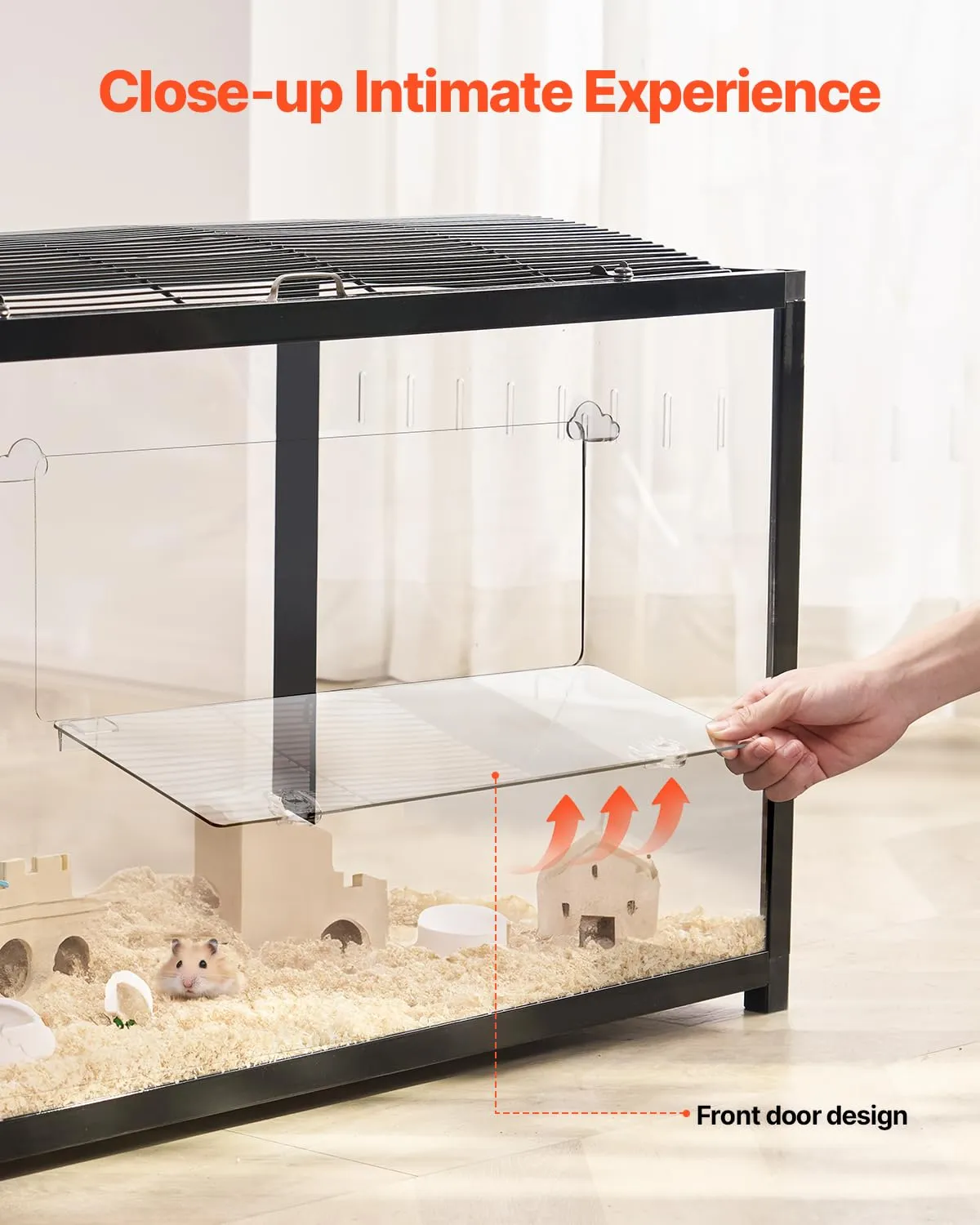 VEVOR Gabbia per Criceti, Habitat per Criceti Trasparenti Visione a 360°, Gabbia per Piccoli Animali Domestici 37,8 x 18,5 x 21,7 Pollici con Bottiglia d'Acqua, Scatola Habitat per Piccoli Animali - immagine 6