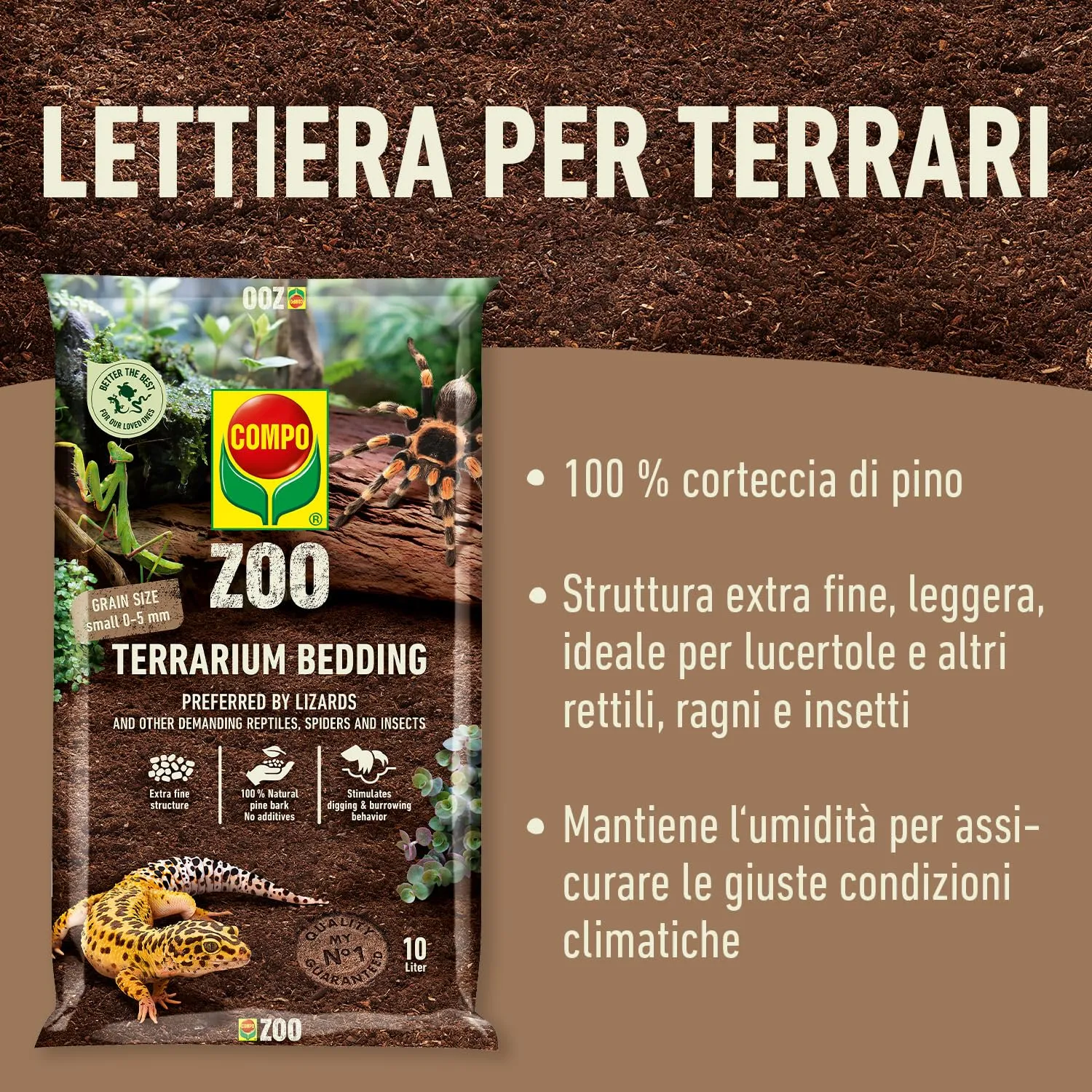 COMPO ZOO Lettiera Universale Per Terrari, Pezzatura Fine 0-5mm - immagine 4