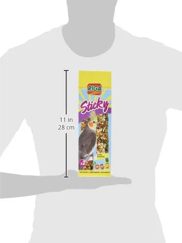 Riga - Sticky con Frutta per pappagalli Grandi - Bastoncini da Forno - Miscela di Cereali, Cereali e Frutta, tra Cui Mela e uvetta - Scatola di 2 Bastoncini Sticky, 140 g (Confezione da 1) - immagine 2