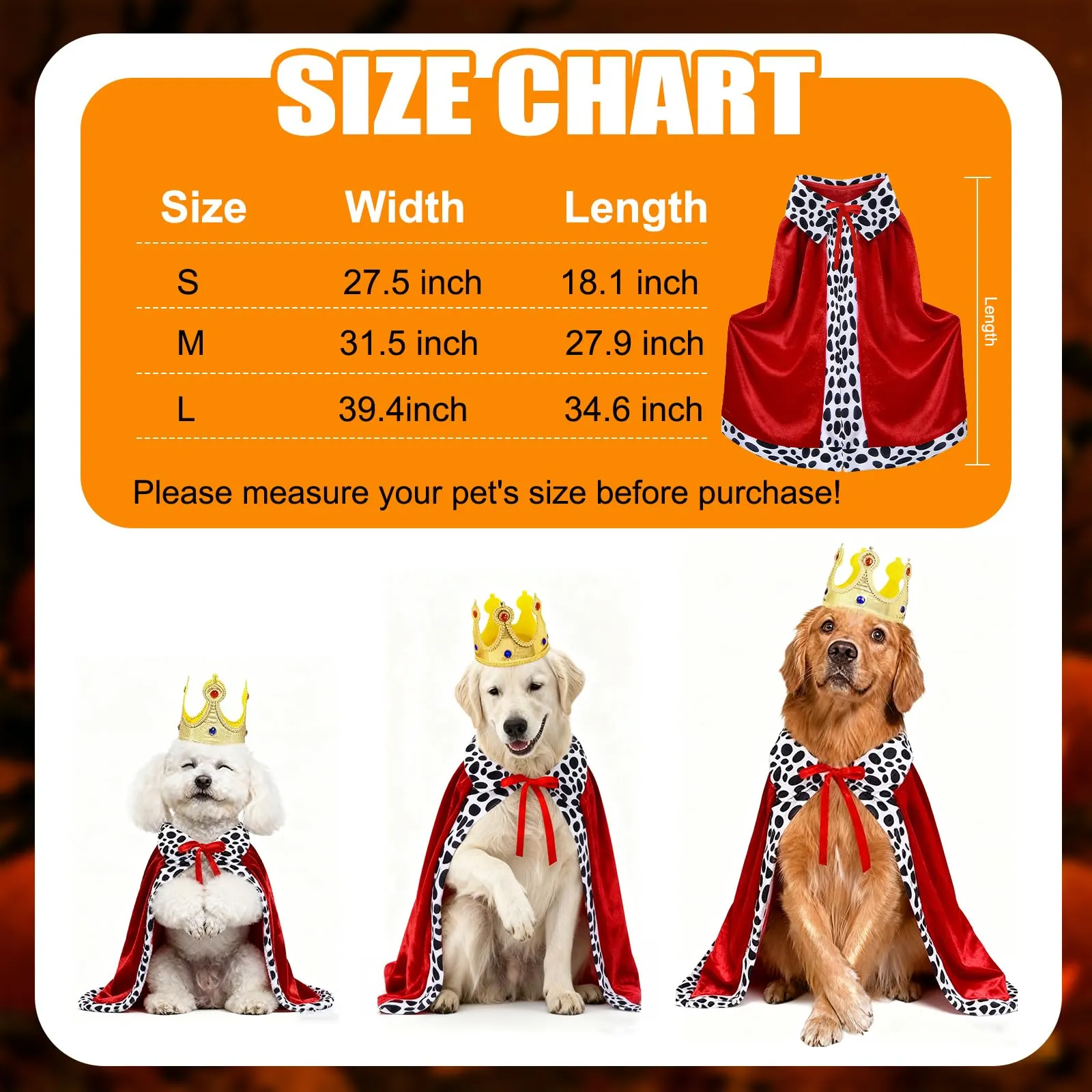 Puluole Costumi di Halloween per cani, taglia M, principe gatto corona per - immagine 5