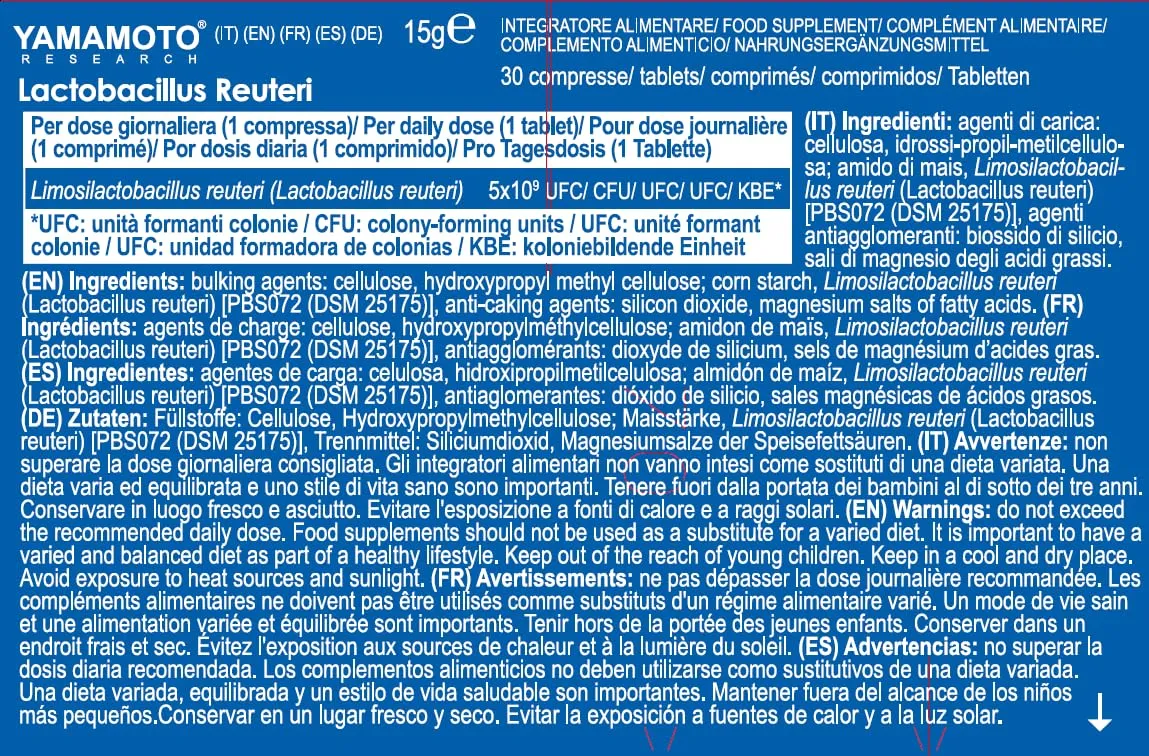 Yamamoto Lactobacillus Reuteri 30 Tablets - immagine 4