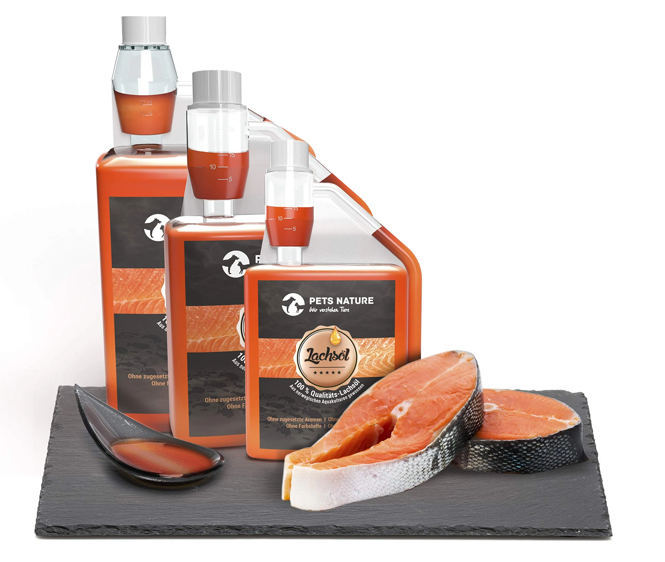 Pets Nature Olio di salmone per cani e gatti – 1 litro di olio di pesce puro premium con Omega 3 e 6 per cane, gatto e cavallo, 1000 ml - immagine 8