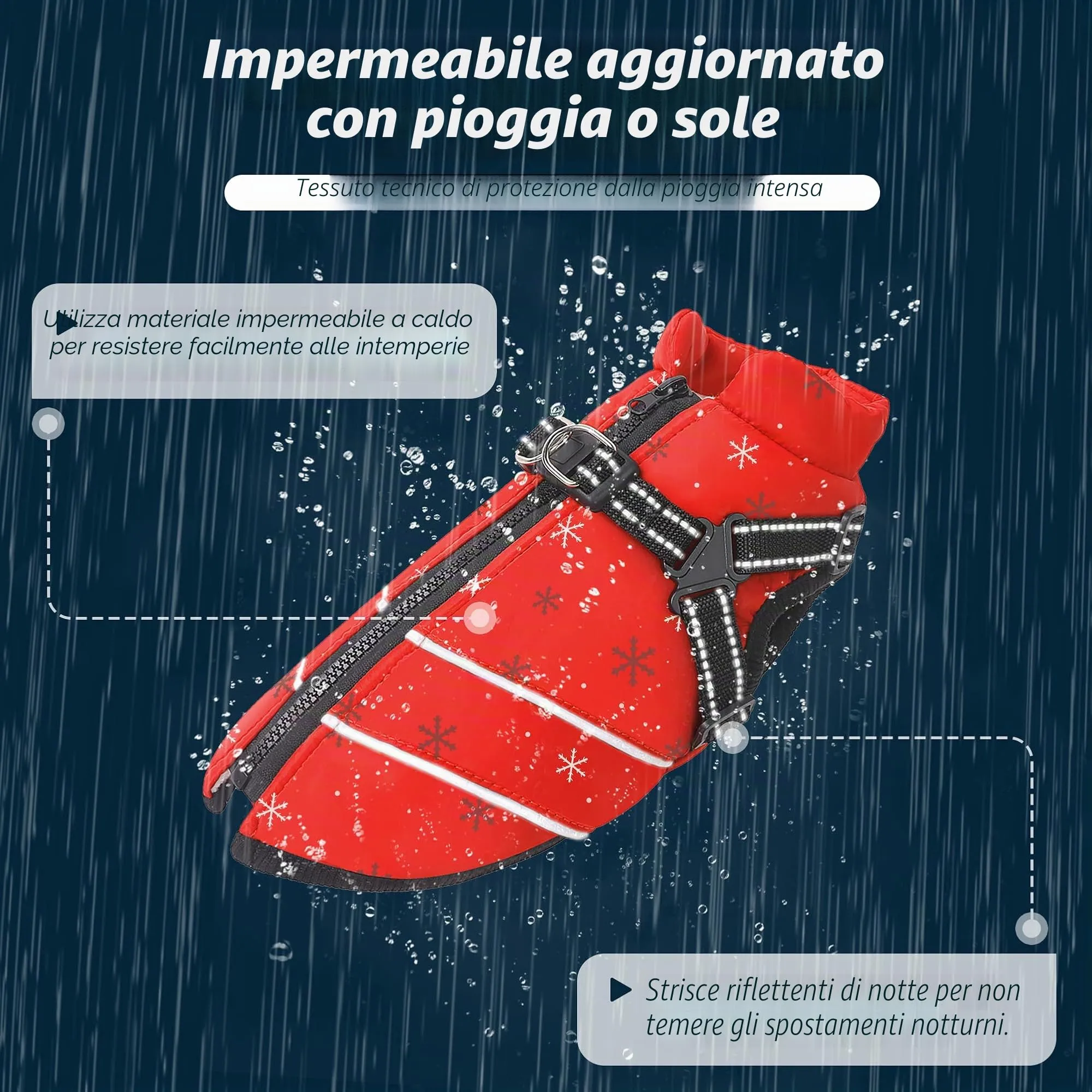 Mitili Cappotto Cane Invernale, Cappotto Impermeabile, Schneeflocke M - immagine 5
