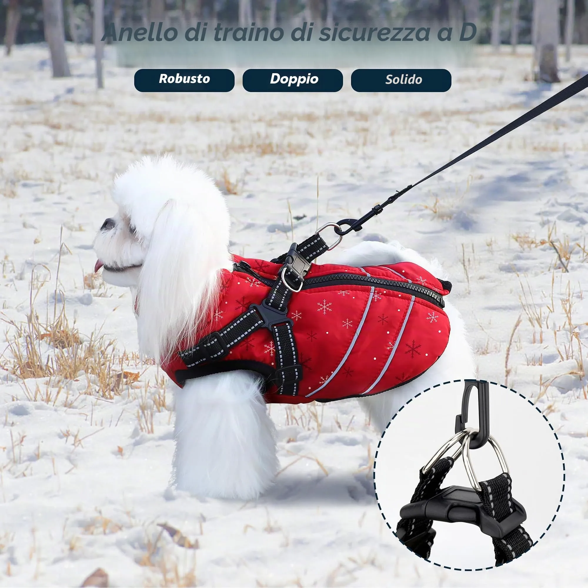 Mitili Cappotto Cane Invernale, Cappotto Impermeabile, Schneeflocke M - immagine 8
