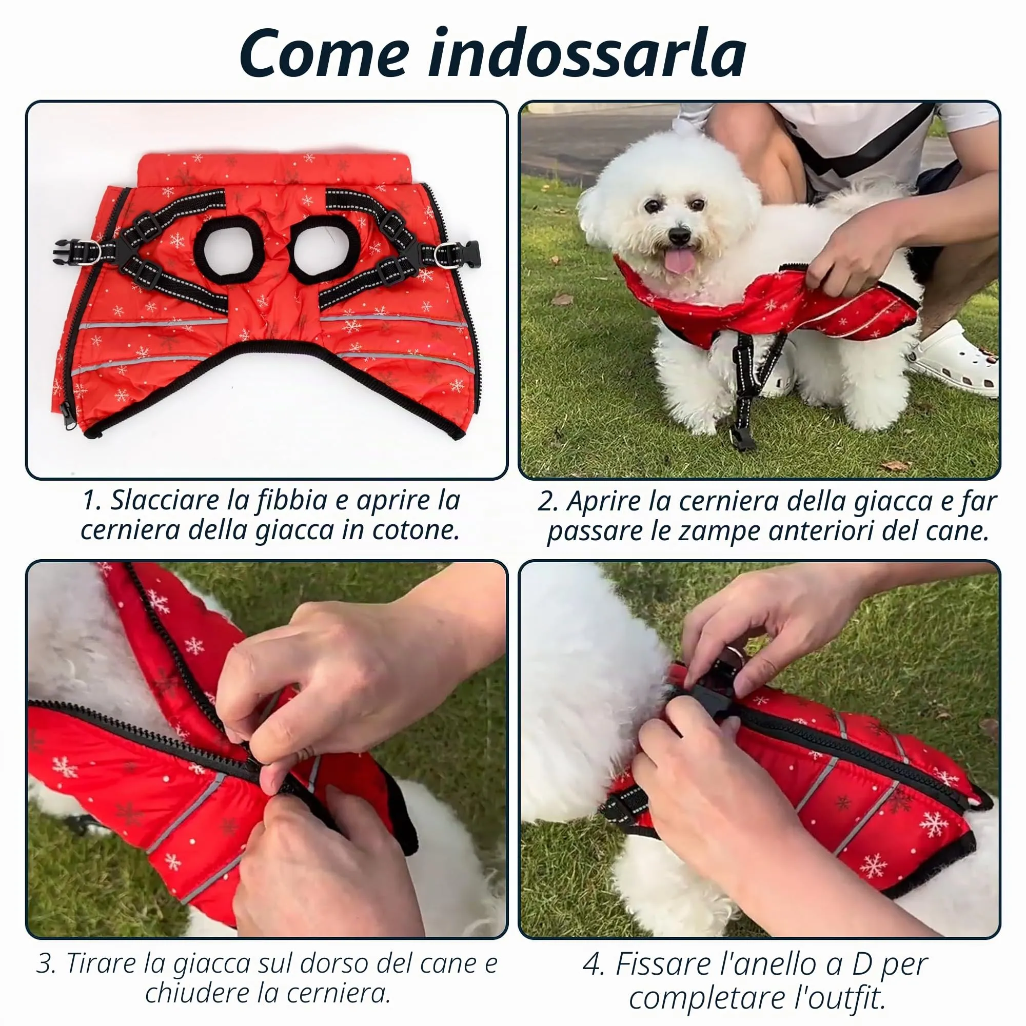 Mitili Cappotto Cane Invernale, Cappotto Impermeabile, Schneeflocke M - immagine 9
