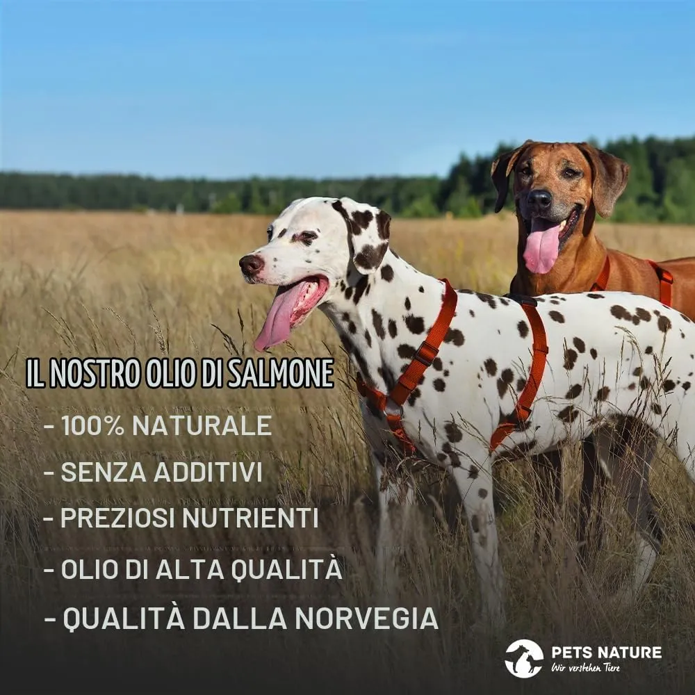 Pets Nature Olio di salmone per cani e gatti puro olio di pesce premium con Omega 3 e 6 per cane, gatto e cavallo, 500 ml - immagine 4