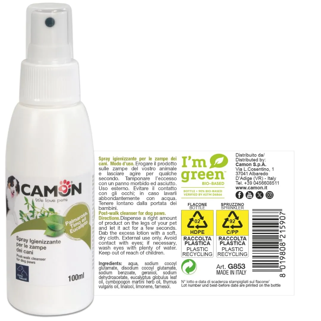 CAMON - Spray Igienizzante Zampe per Cani, 100ml, Timo ed Eucalipto - immagine 2