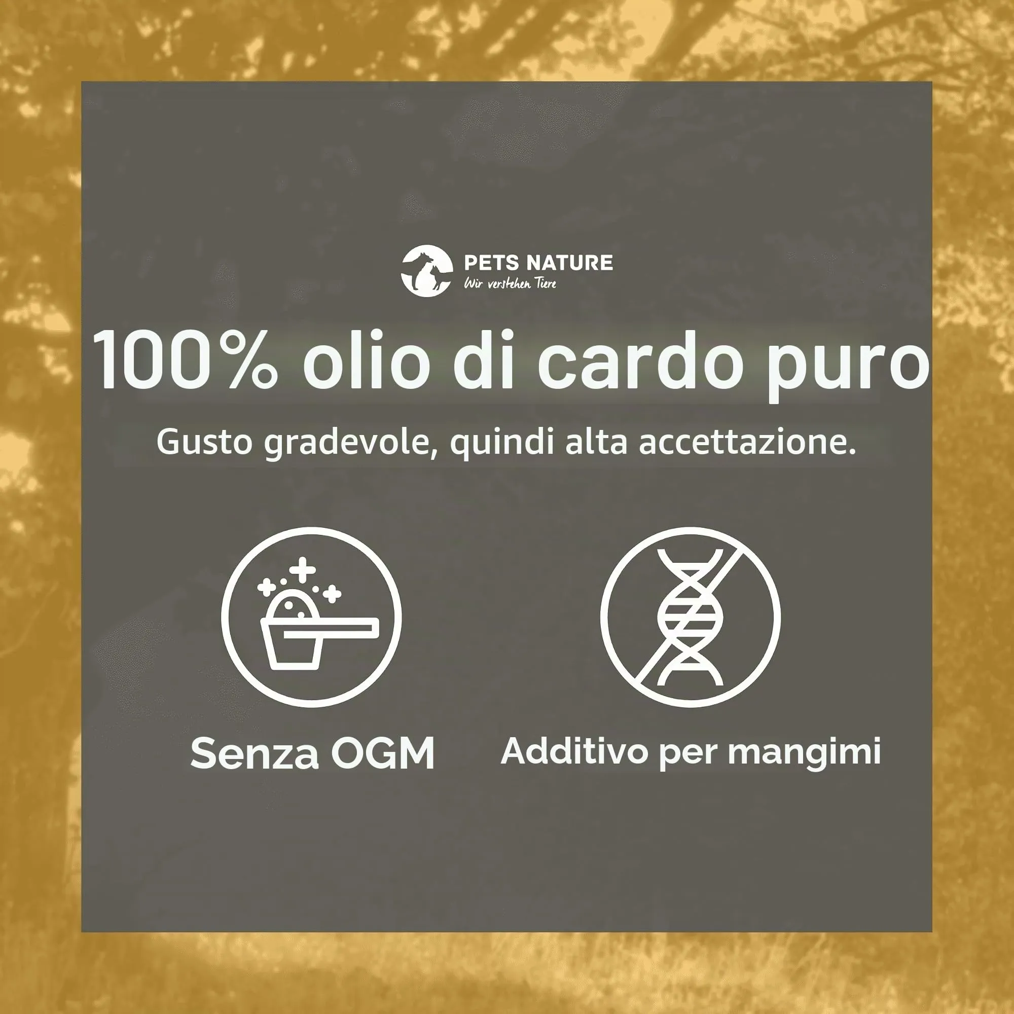 Pets Nature Olio di cardo per cani e gatti – puro olio di cardo premium ricco di acidi grassi omega-6 acido linoleico – 100% naturale, spremuto delicatamente a freddo, prodotto in Germania (250 ml) - immagine 3